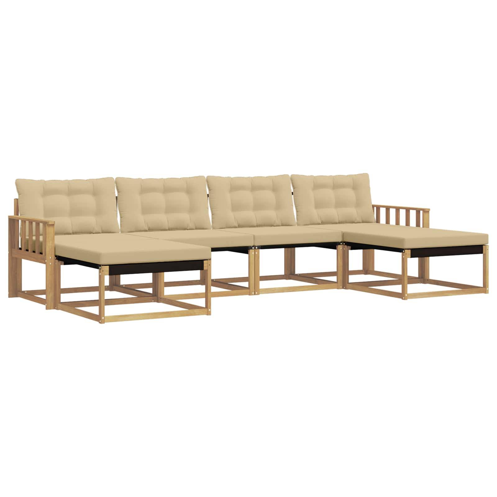 vidaXL Outdoor-Sofagarnitur mit Kissen 6 pcs Weiß und Beige