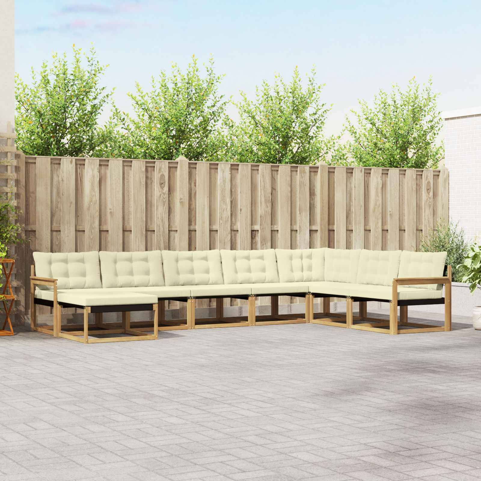 vidaXL Outdoor-Sofagarnitur mit Kissen 8 pcs Weiß und Creme