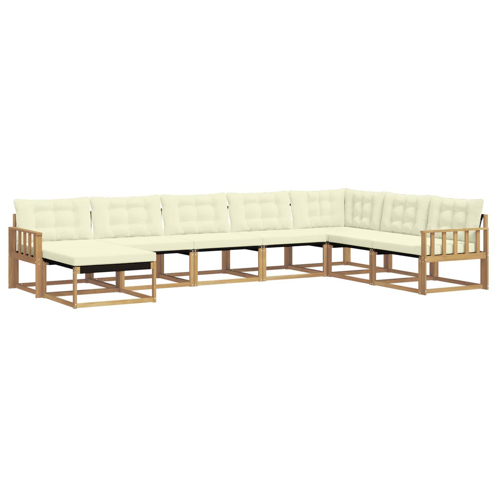 vidaXL Outdoor-Sofagarnitur mit Kissen 8 pcs Weiß und Creme