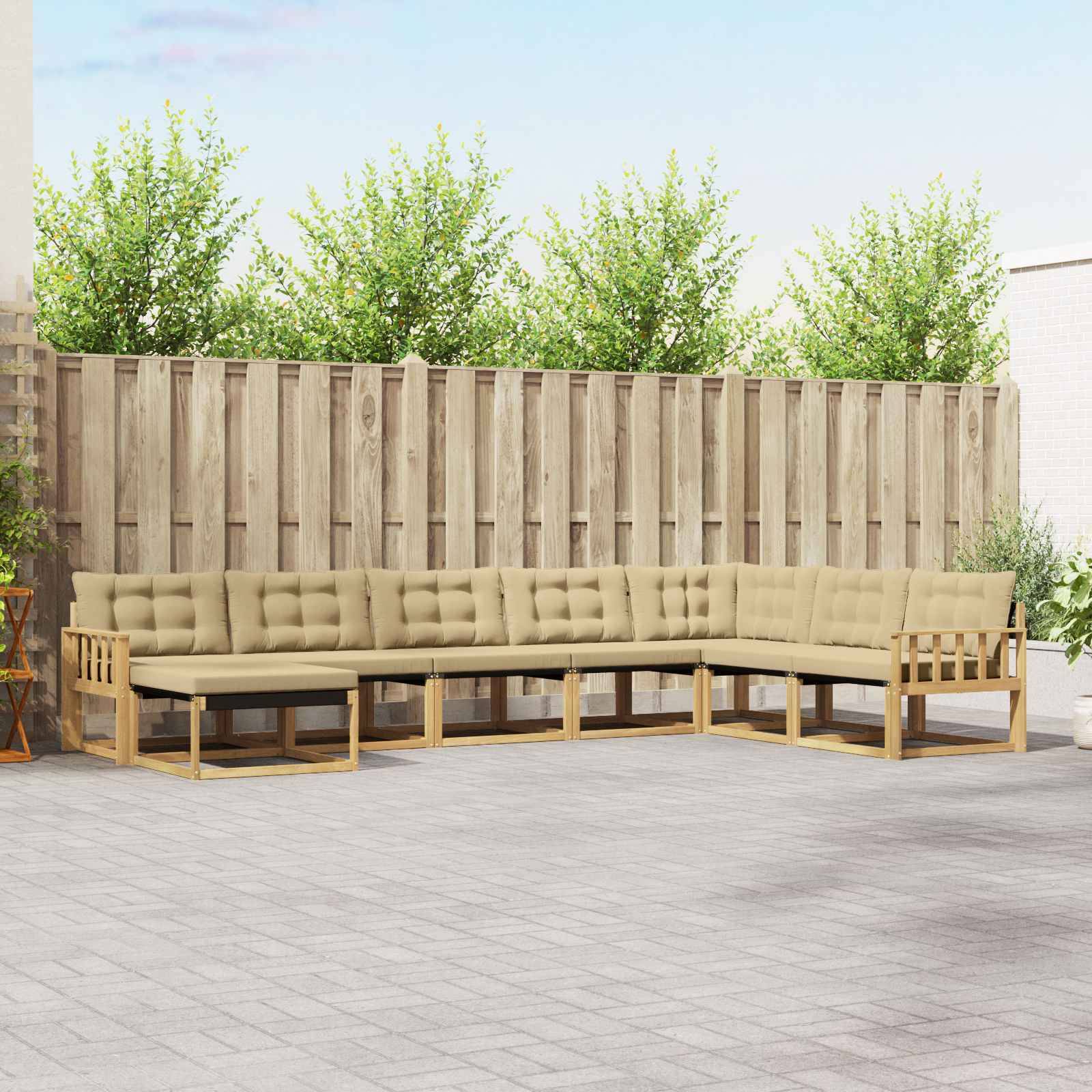 vidaXL Outdoor-Sofagarnitur mit Kissen 8 pcs Weiß und Beige