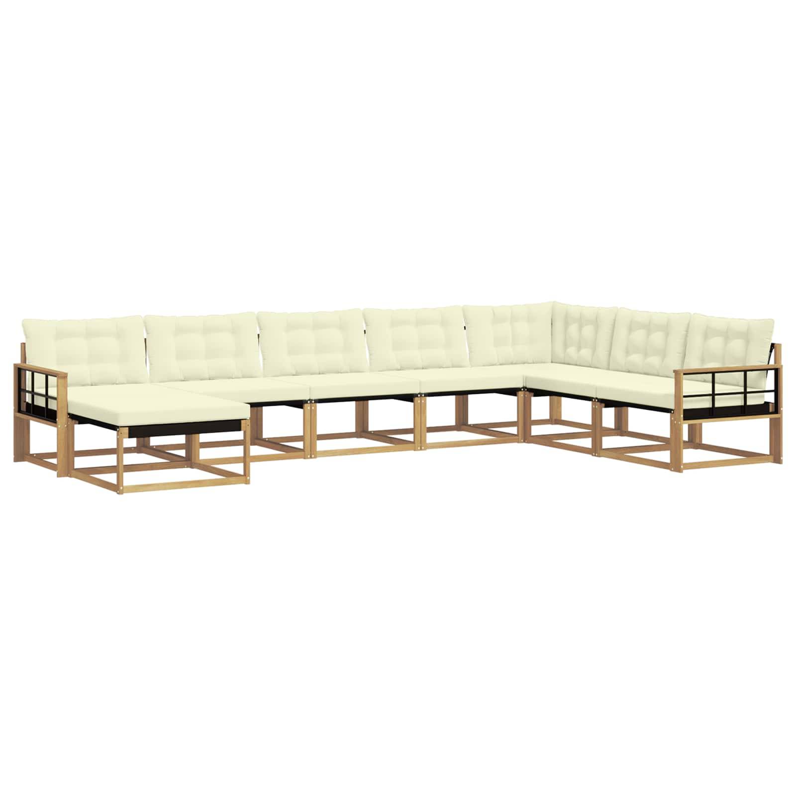 vidaXL Outdoor-Sofagarnitur mit Kissen 8 pcs Weiß und Creme