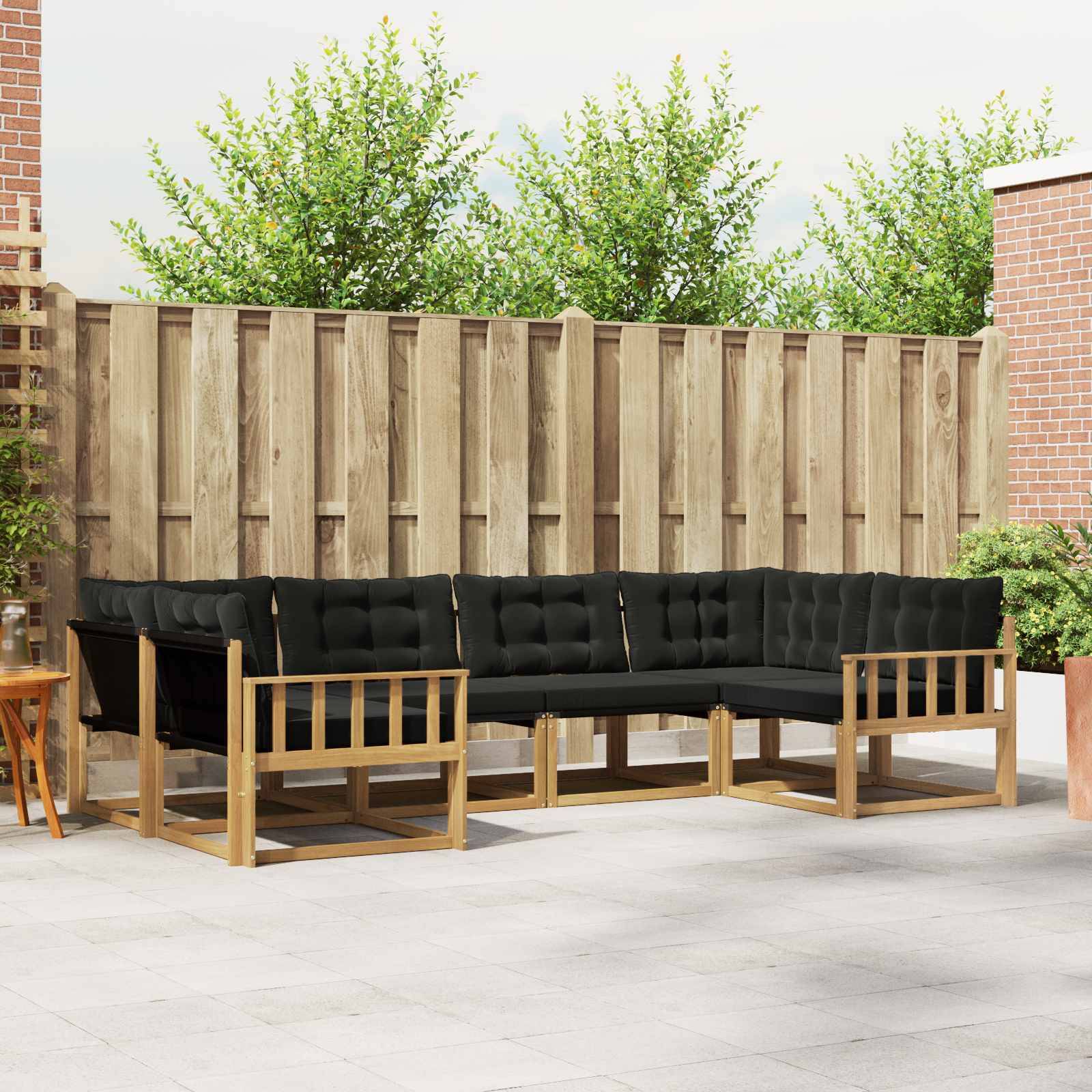vidaXL Outdoor-Sofagarnitur mit Kissen 6 pcs Weiß und Schwarz