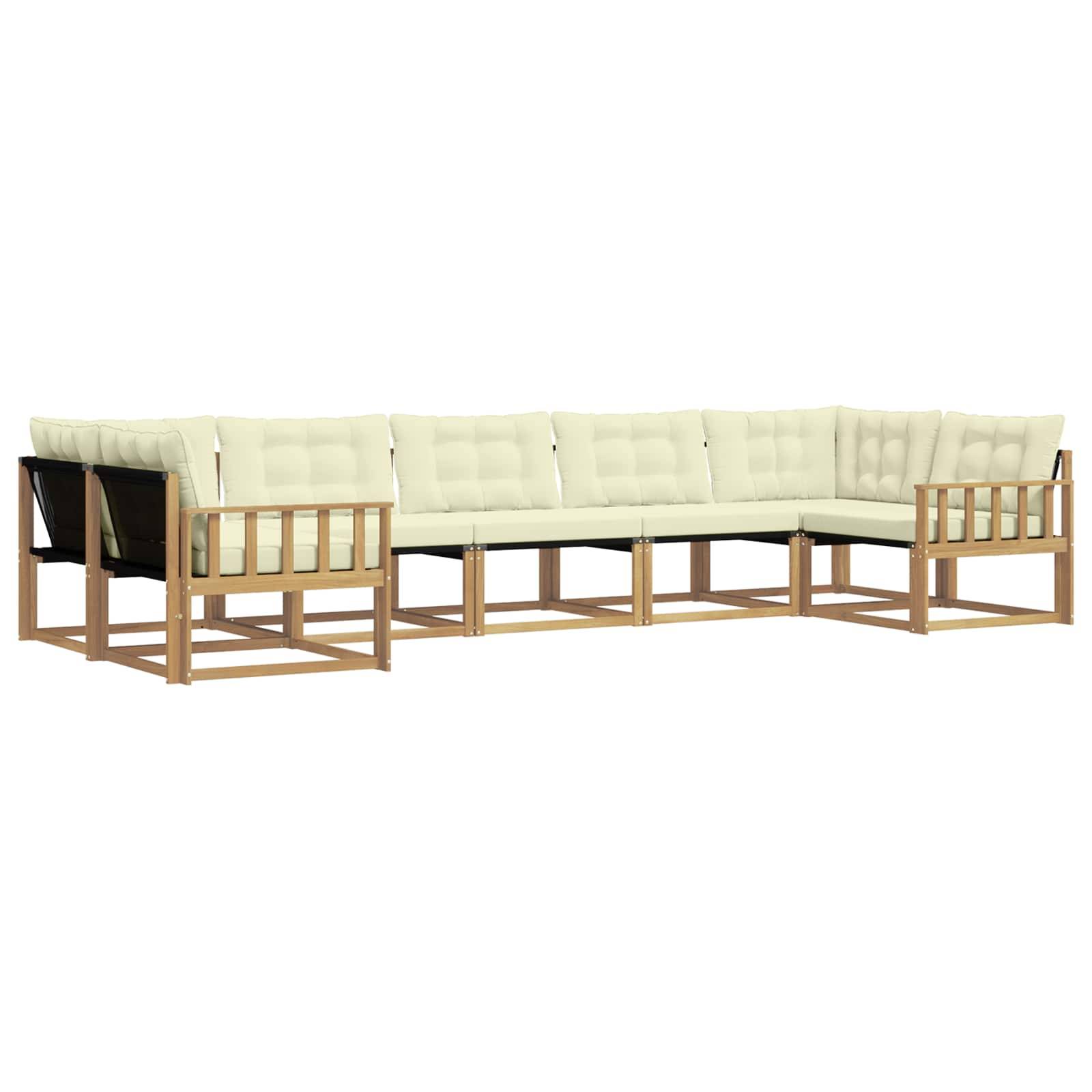 vidaXL Outdoor-Sofagarnitur mit Kissen 7 pcs Weiß und Creme
