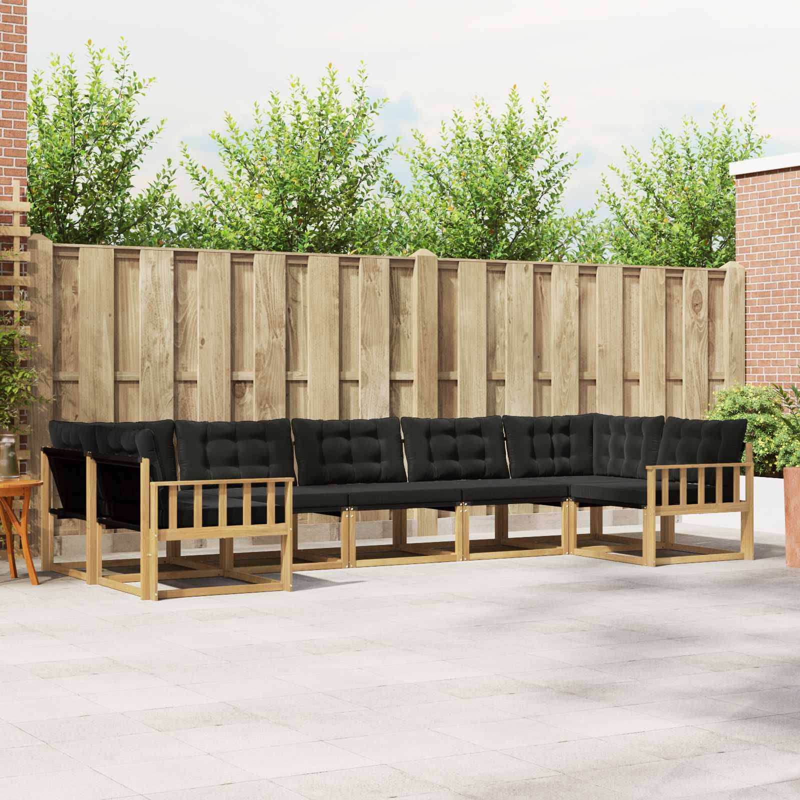 vidaXL Outdoor-Sofagarnitur mit Kissen 7 pcs Weiß und Schwarz