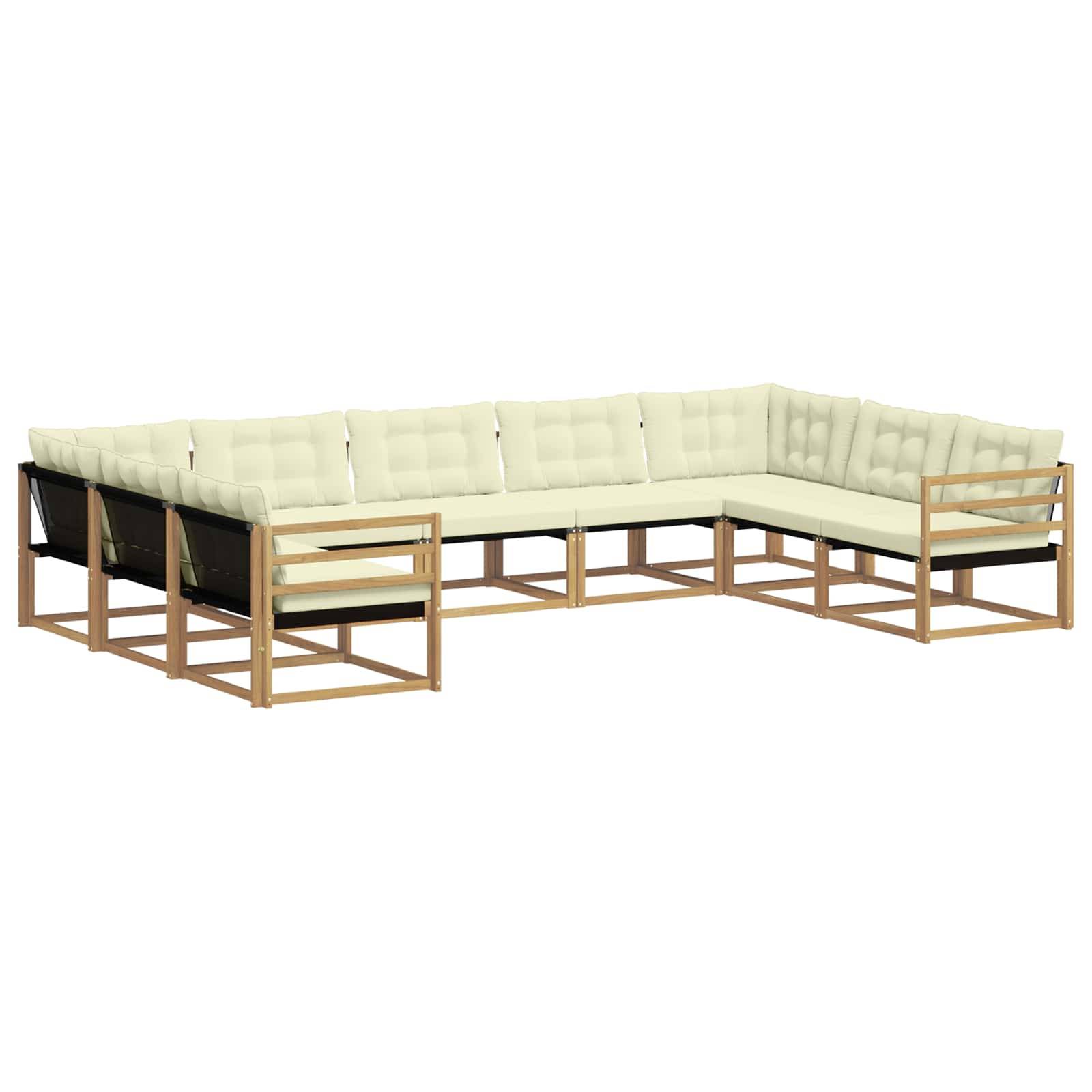 vidaXL Outdoor-Sofagarnitur mit Kissen 9 pcs Weiß und Creme