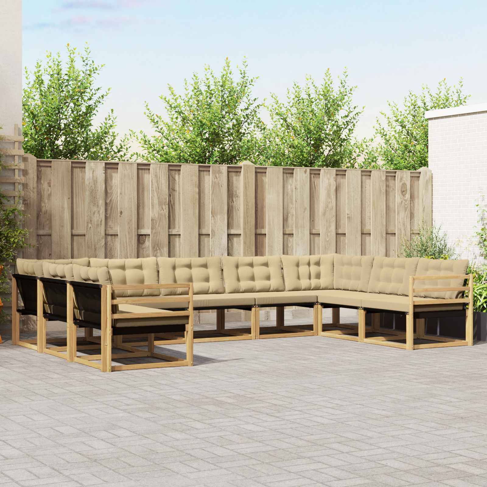 vidaXL Outdoor-Sofagarnitur mit Kissen 9 pcs Weiß und Beige