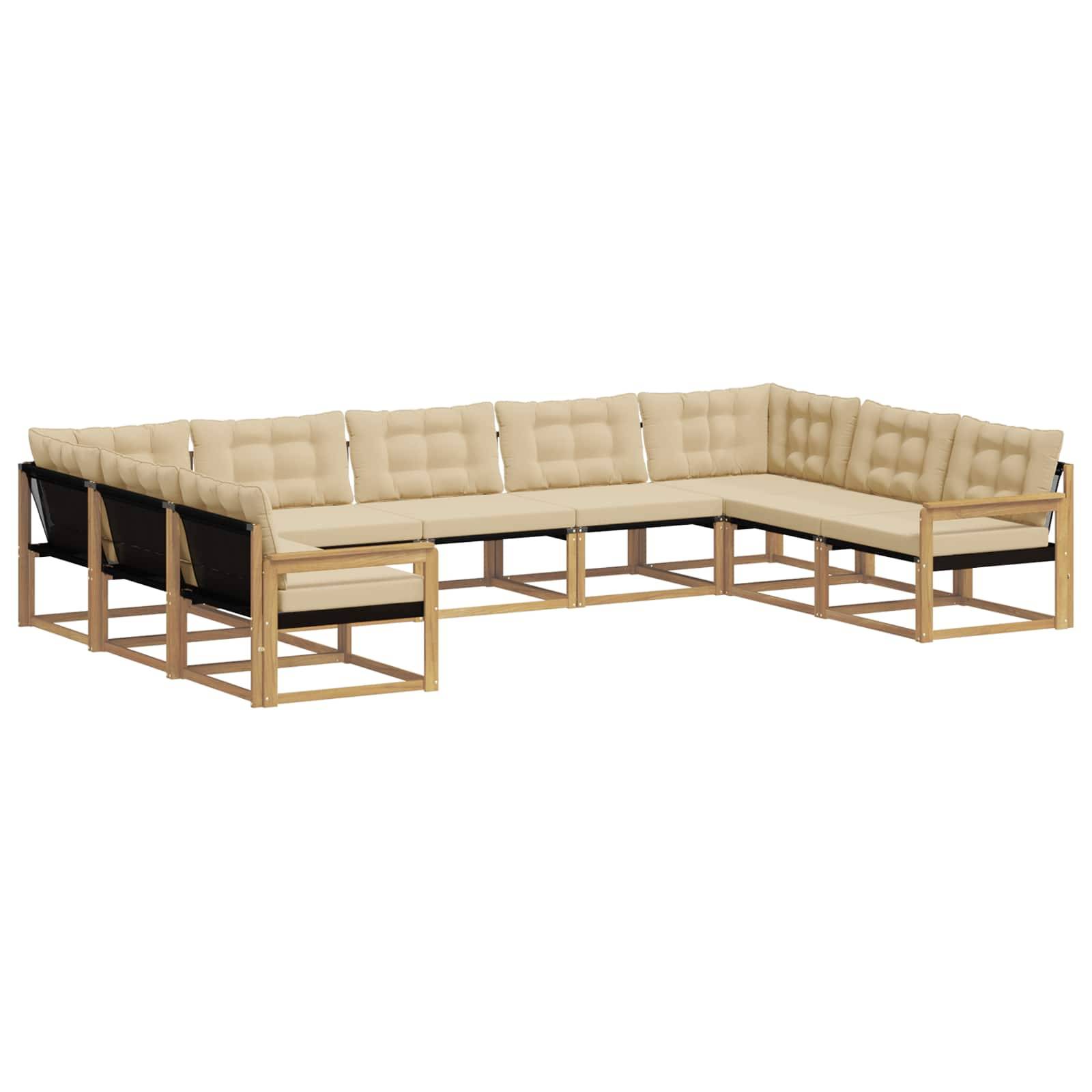 vidaXL Outdoor-Sofagarnitur mit Kissen 9 pcs Weiß und Beige