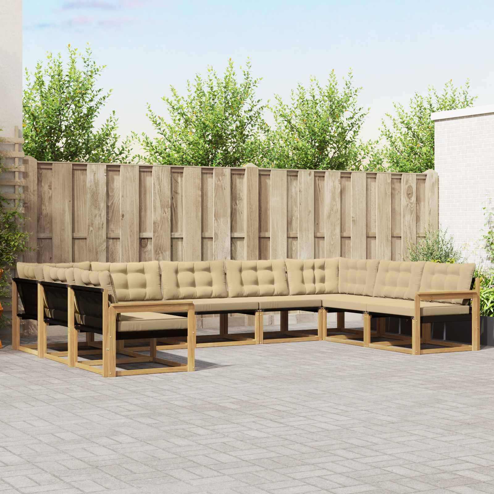vidaXL Outdoor-Sofagarnitur mit Kissen 9 pcs Weiß und Beige