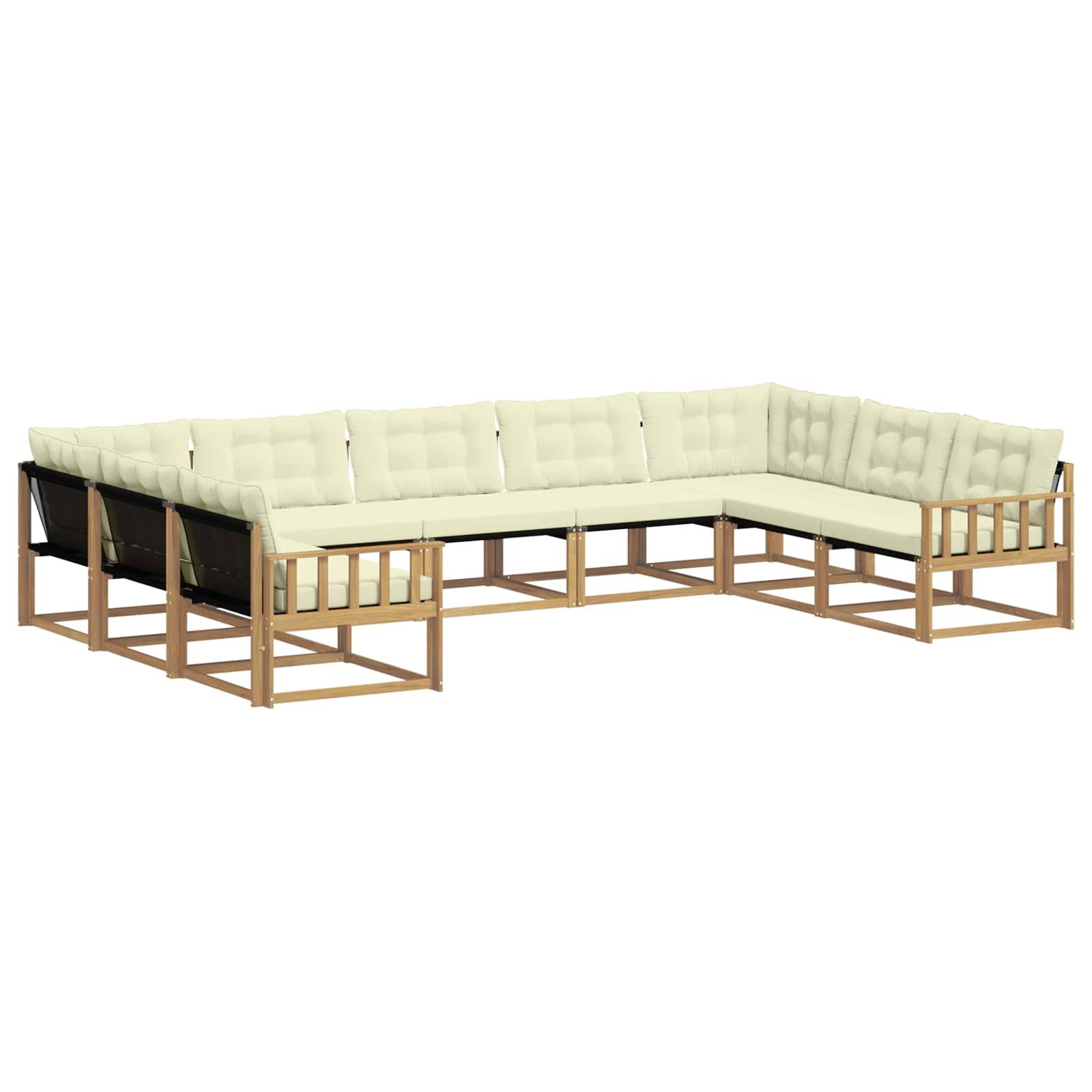 vidaXL Outdoor-Sofagarnitur mit Kissen 9 pcs Weiß und Creme