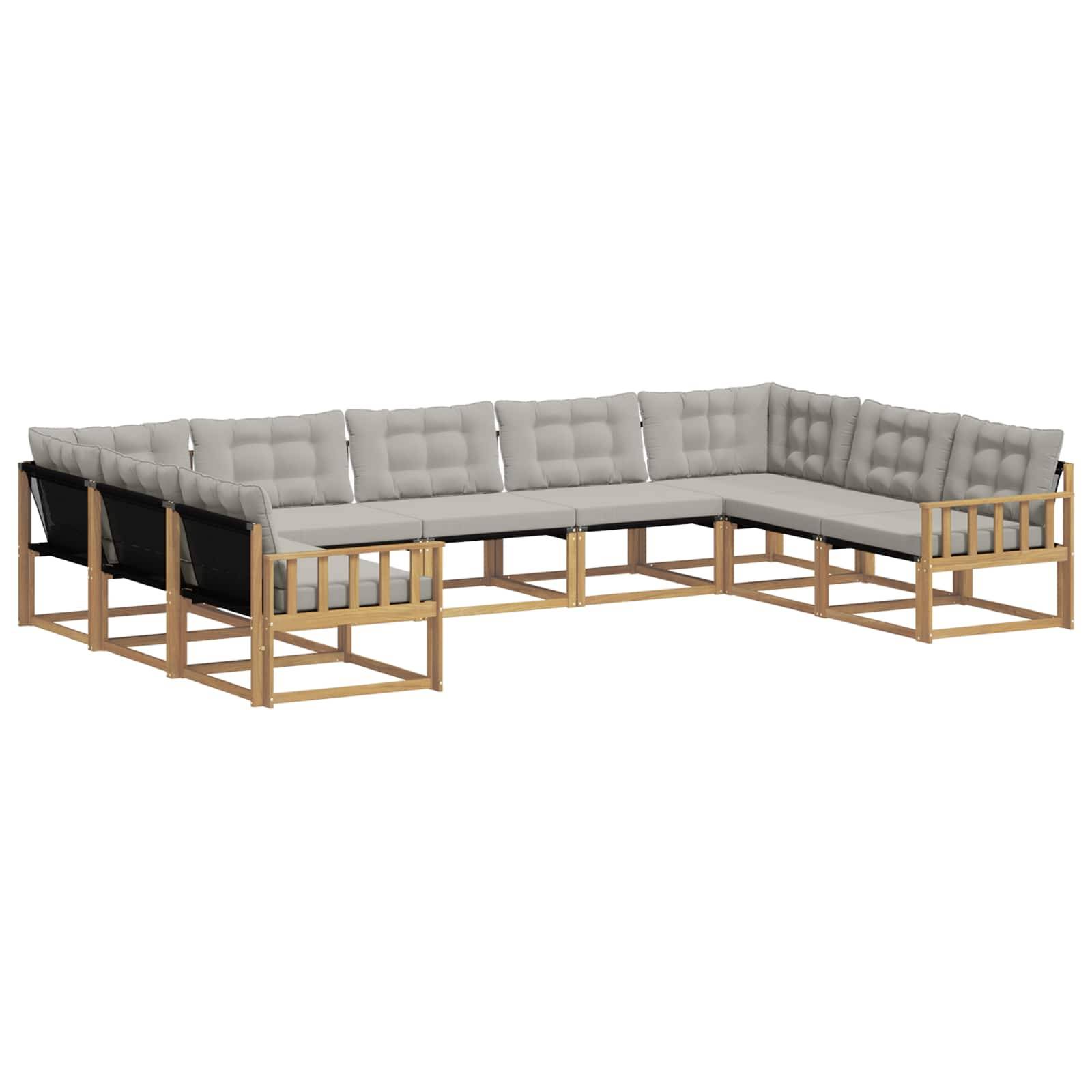 vidaXL Outdoor-Sofagarnitur mit Kissen 9 pcs Weiß und Hellgrau