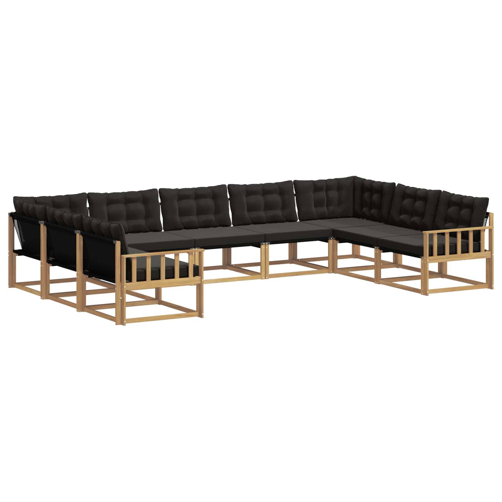 vidaXL Outdoor-Sofagarnitur mit Kissen 9 pcs Weiß und Schwarz