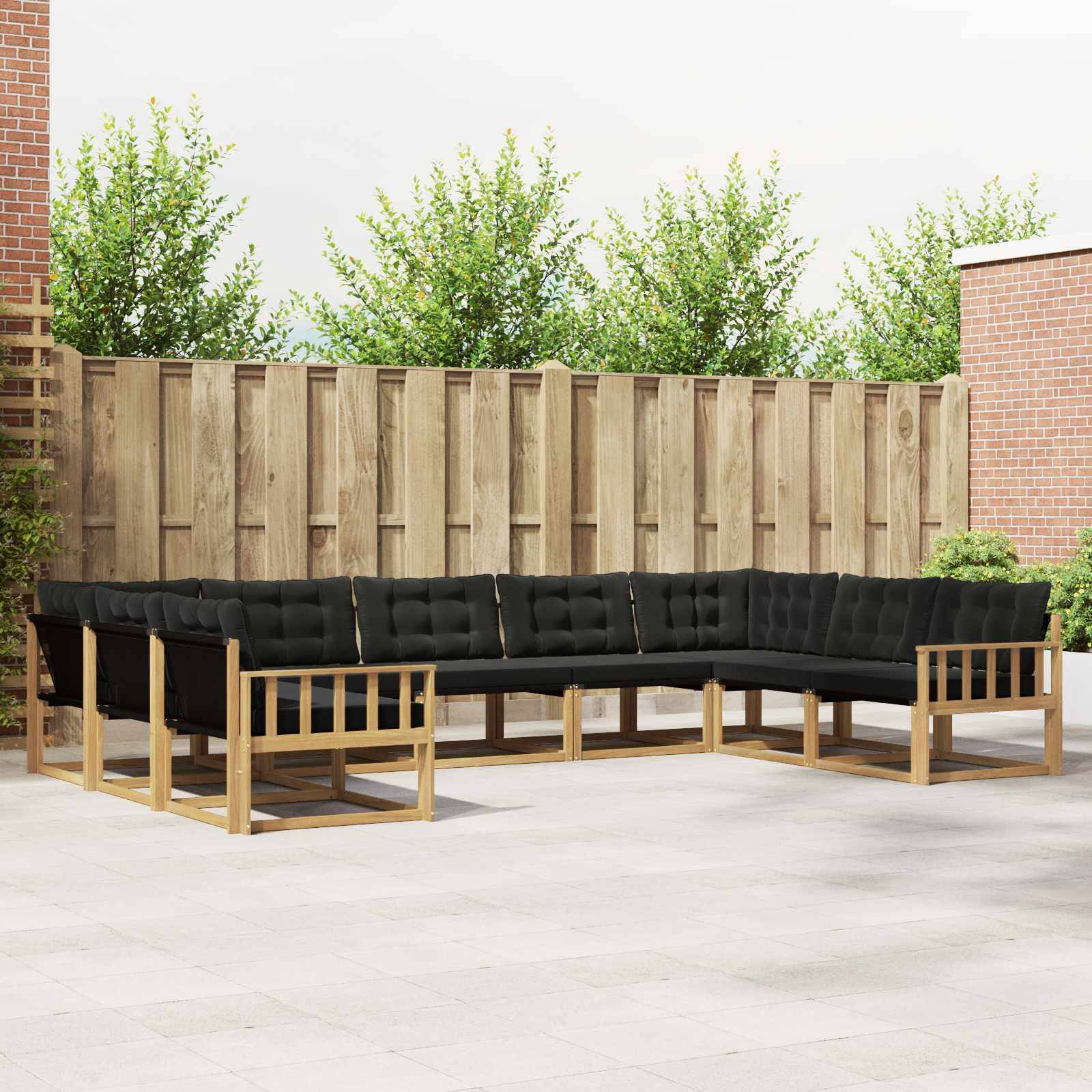 vidaXL Outdoor-Sofagarnitur mit Kissen 9 pcs Weiß und Schwarz