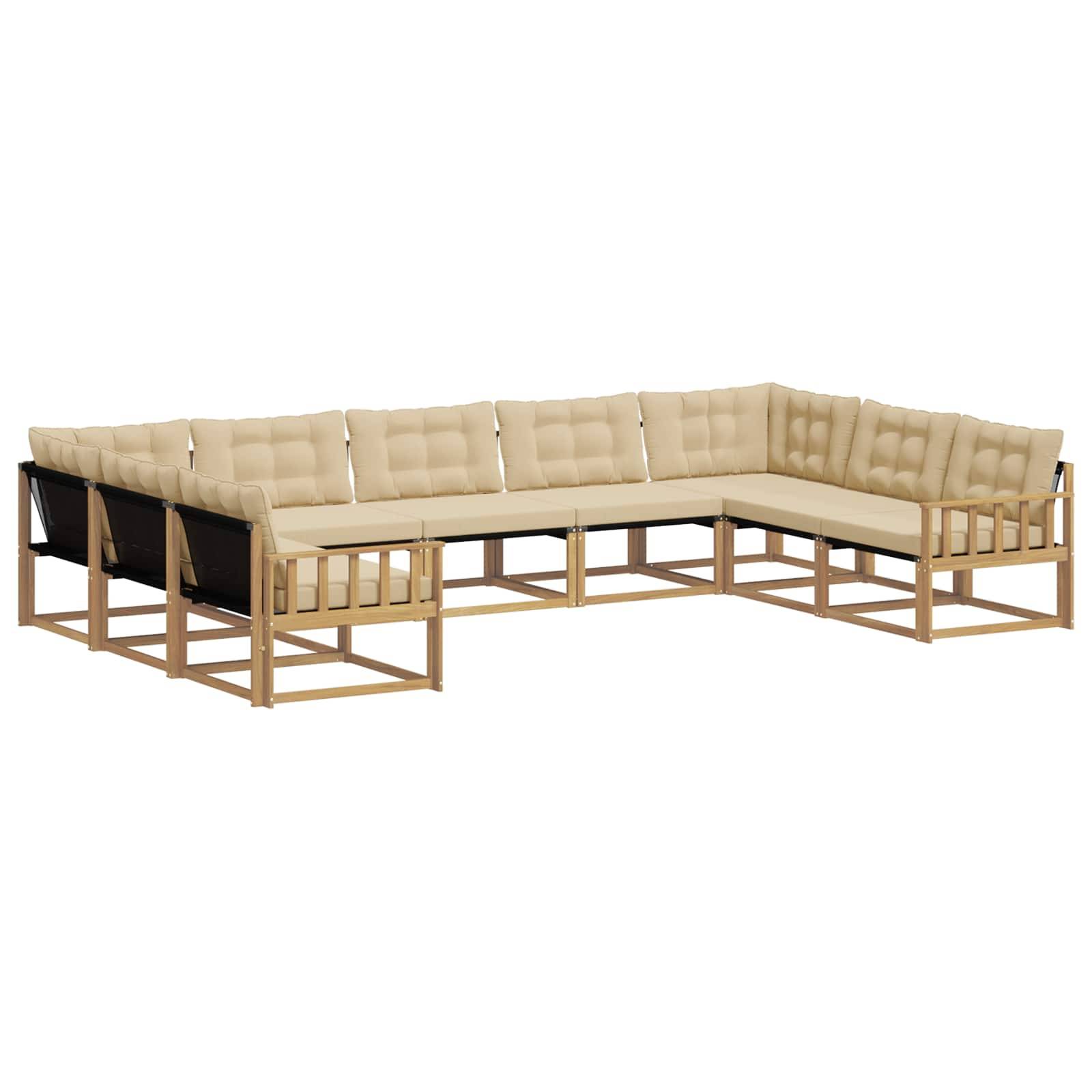 vidaXL Outdoor-Sofagarnitur mit Kissen 9 pcs Weiß und Beige