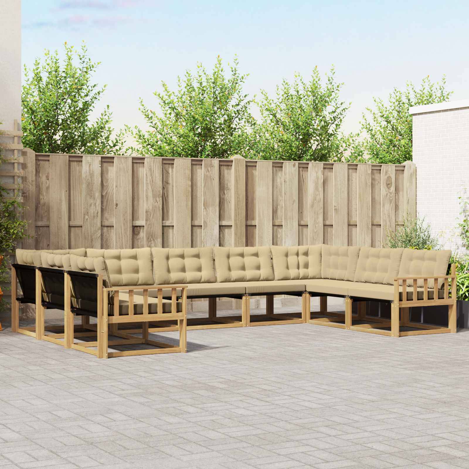 vidaXL Outdoor-Sofagarnitur mit Kissen 9 pcs Weiß und Beige
