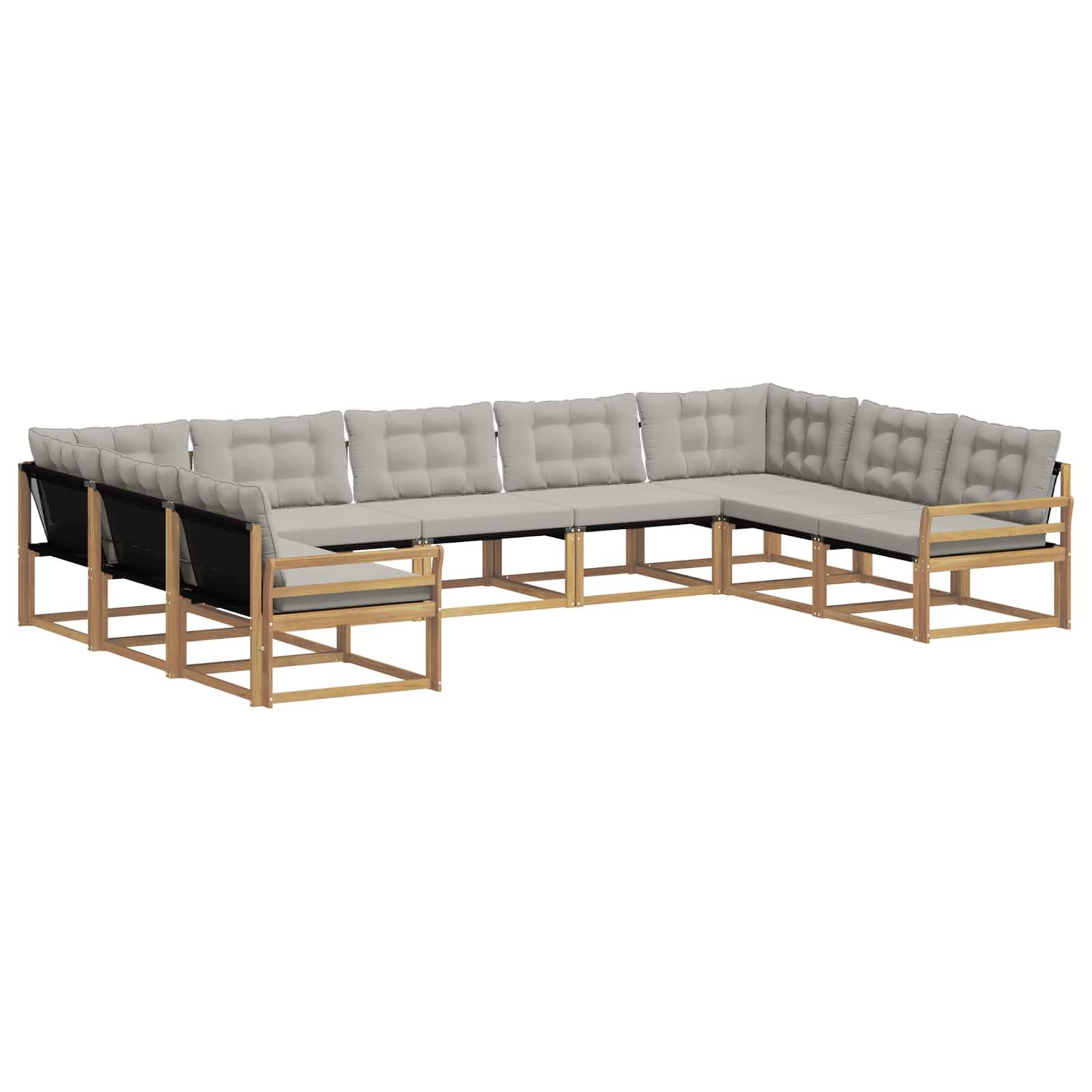 vidaXL Outdoor-Sofagarnitur mit Kissen 9 pcs Weiß und Hellgrau