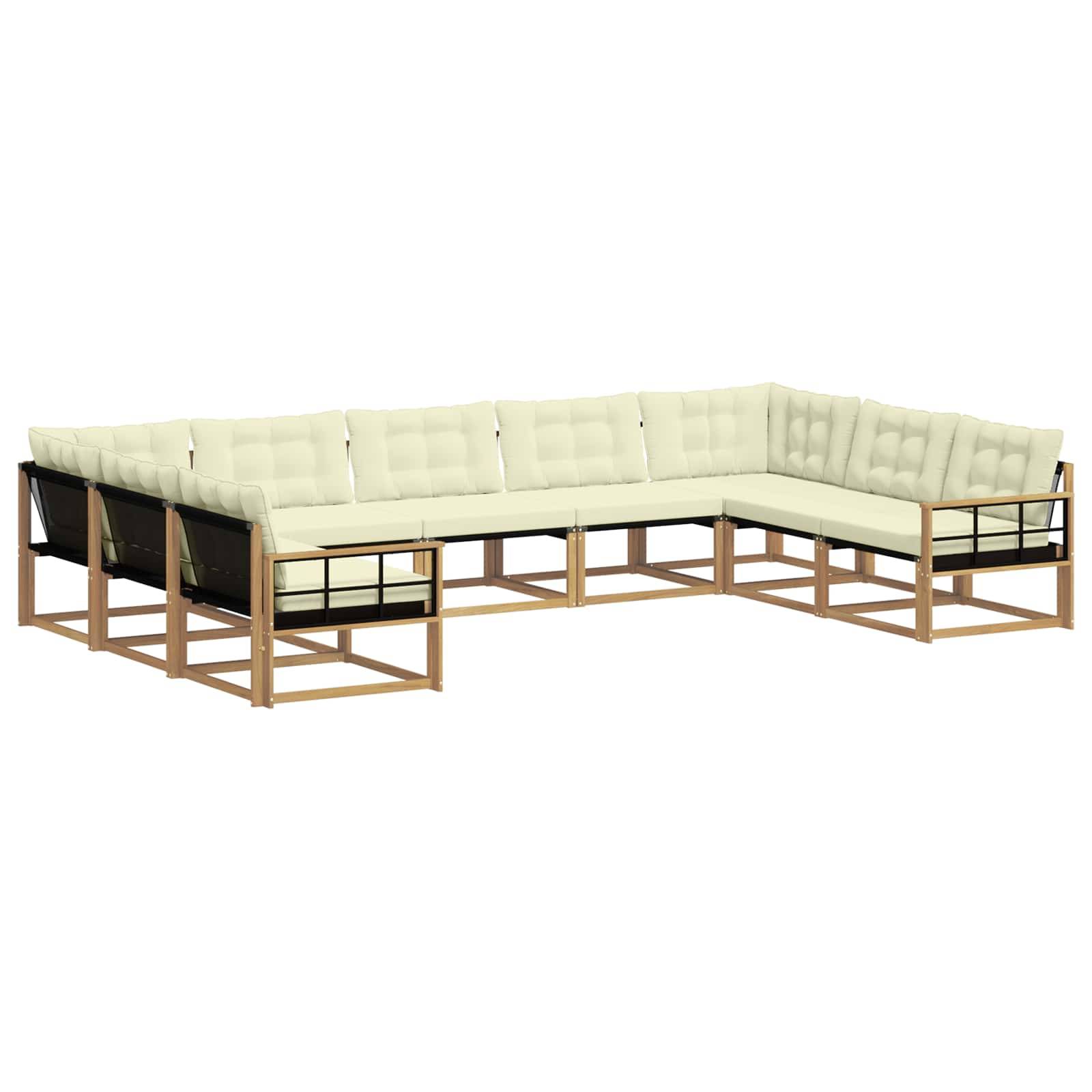 vidaXL Outdoor-Sofagarnitur mit Kissen 9 pcs Weiß und Creme