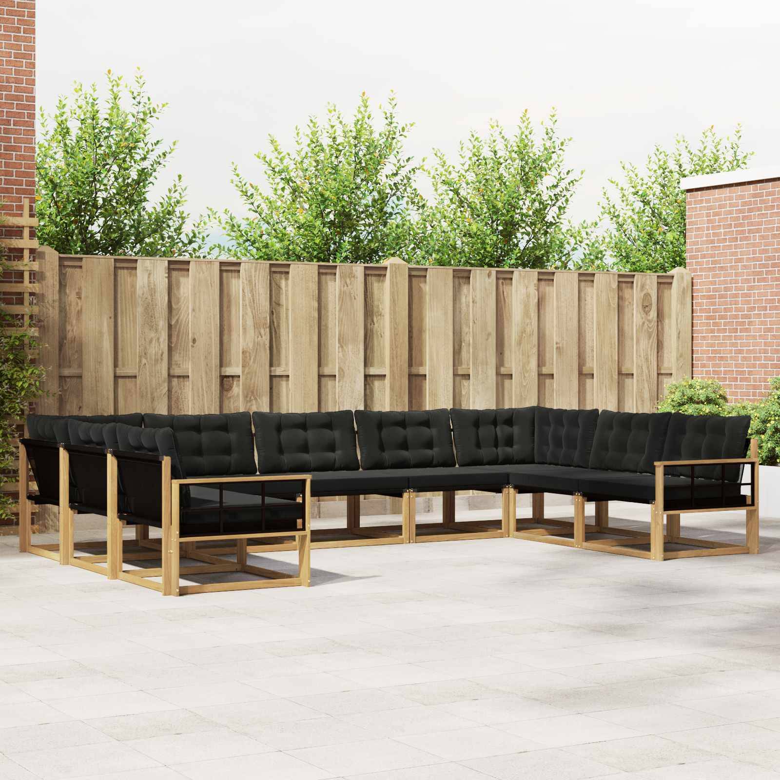 vidaXL Outdoor-Sofagarnitur mit Kissen 9 pcs Weiß und Schwarz