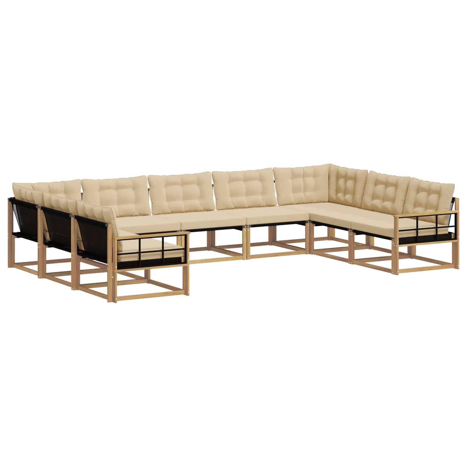 vidaXL Outdoor-Sofagarnitur mit Kissen 9 pcs Weiß und Beige