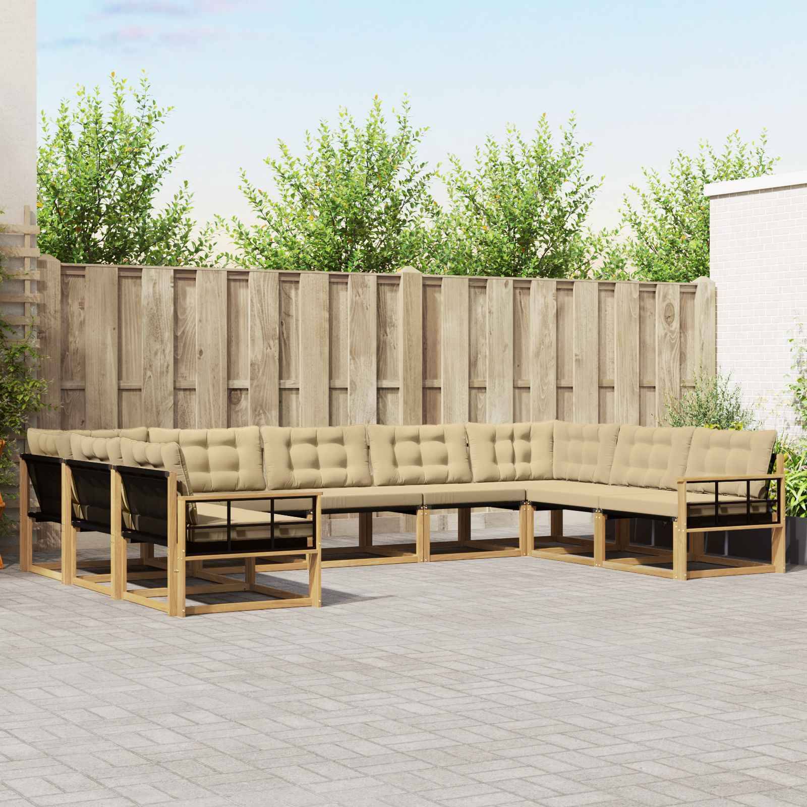vidaXL Outdoor-Sofagarnitur mit Kissen 9 pcs Weiß und Beige