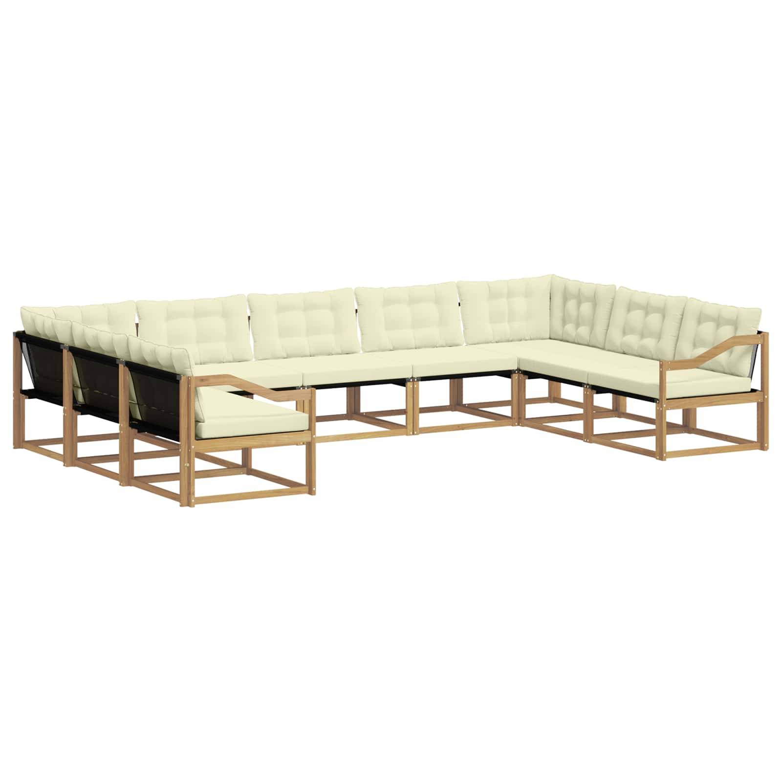 vidaXL Outdoor-Sofagarnitur mit Kissen 9 pcs Weiß und Creme
