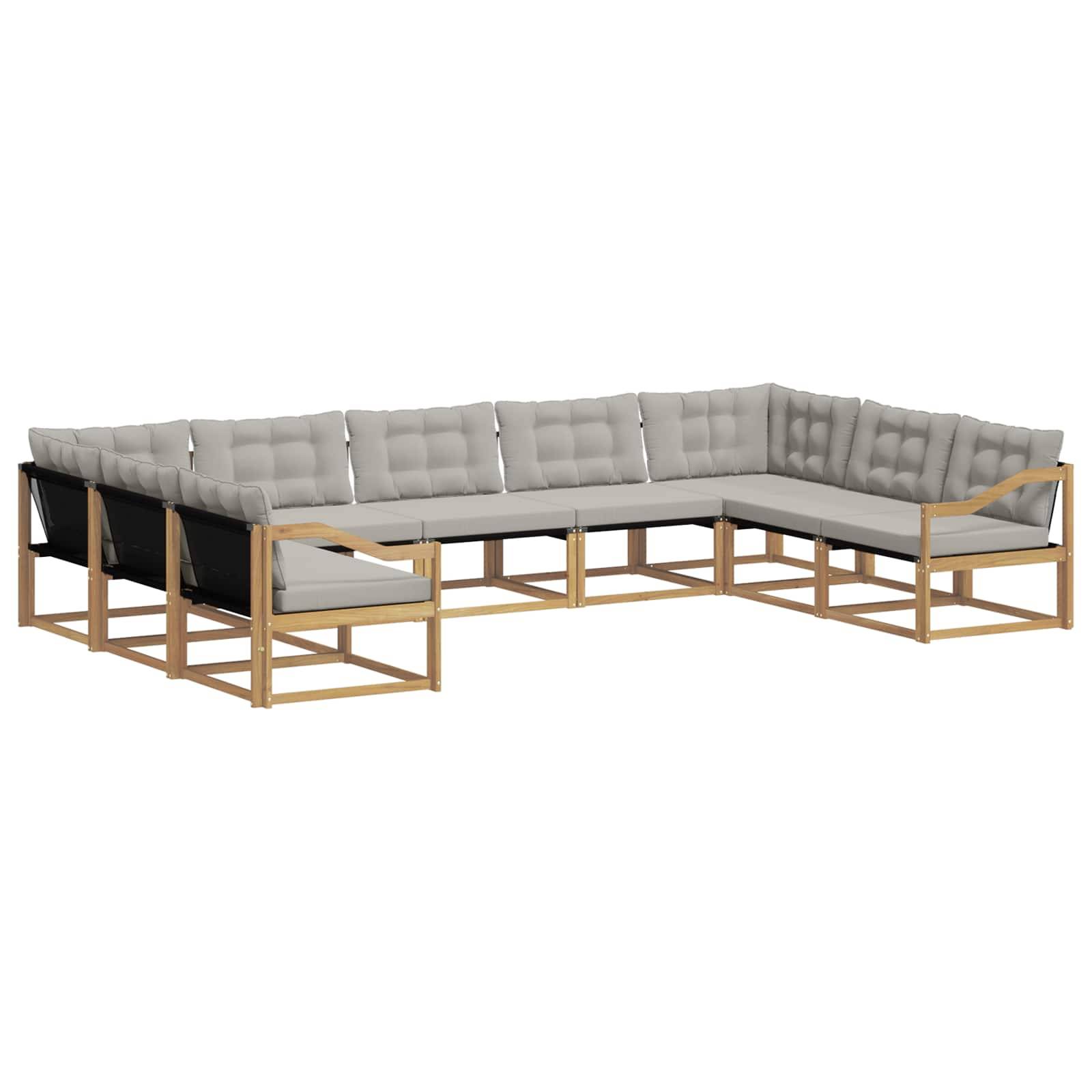 vidaXL Outdoor-Sofagarnitur mit Kissen 9 pcs Weiß und Hellgrau