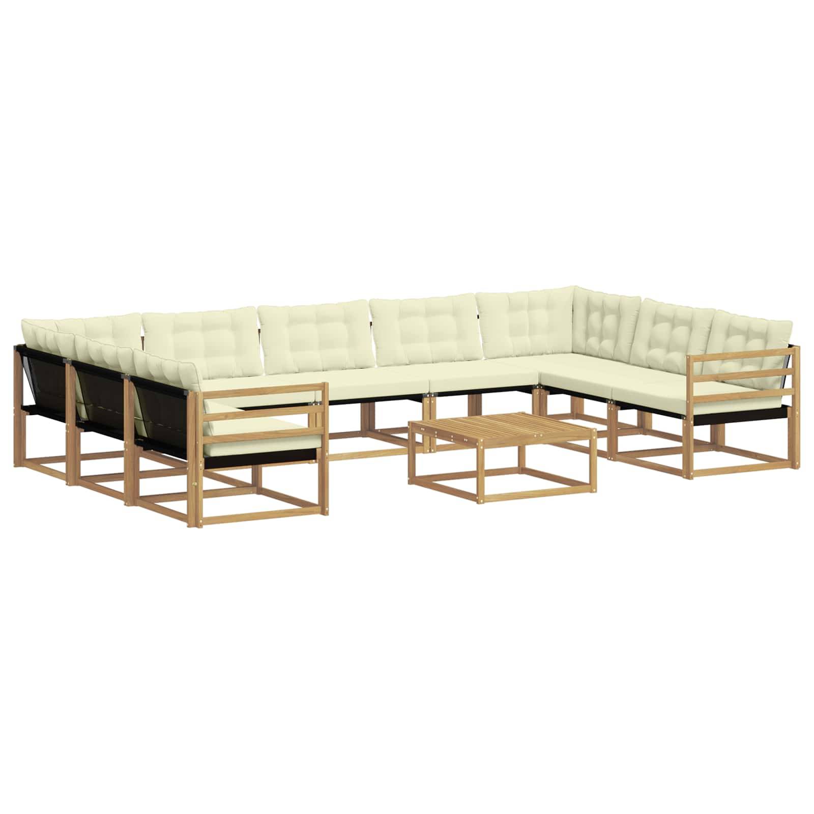 vidaXL Outdoor-Sofagarnitur mit Kissen 10 pcs Weiß und Creme