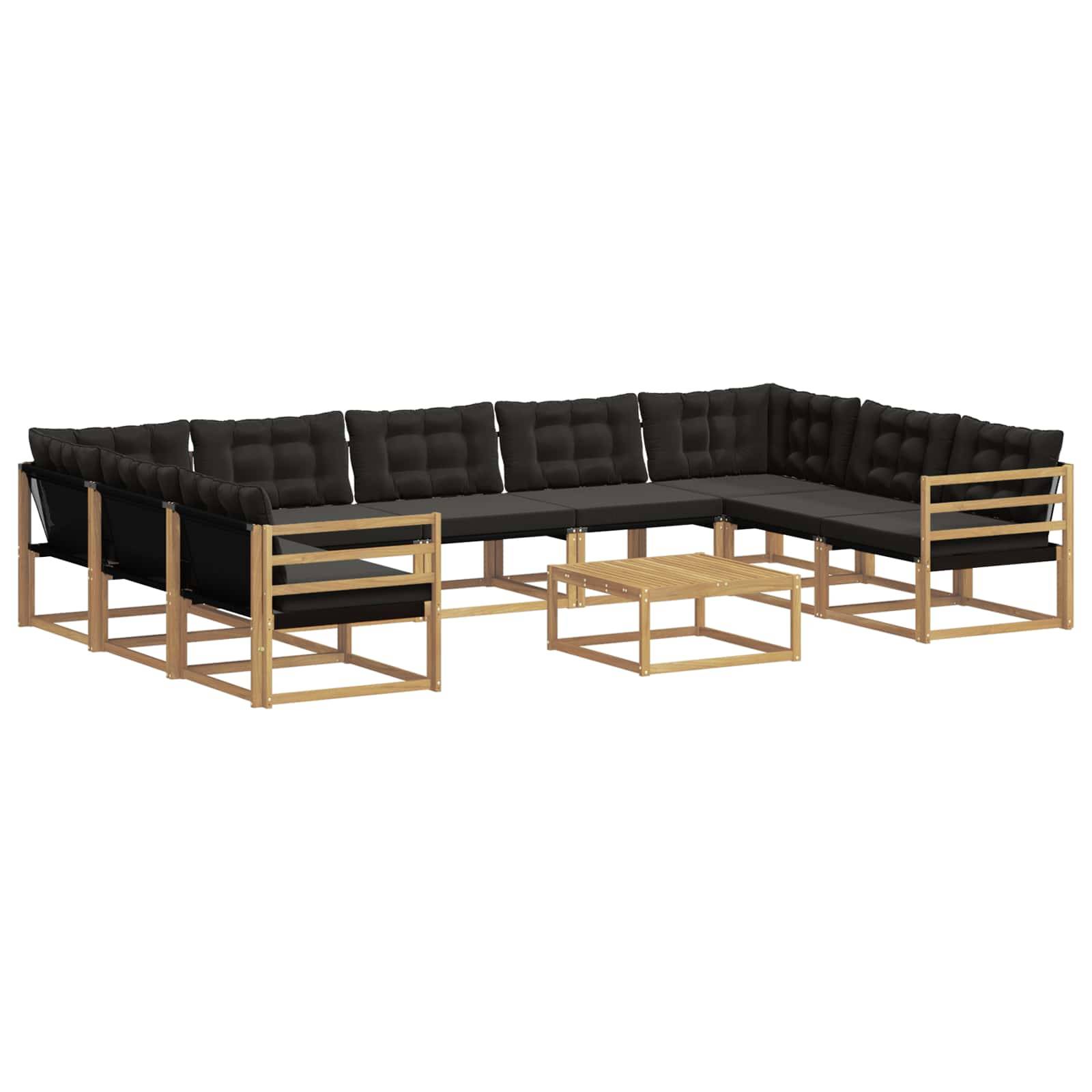 vidaXL Outdoor-Sofagarnitur mit Kissen 10 pcs Weiß und Schwarz