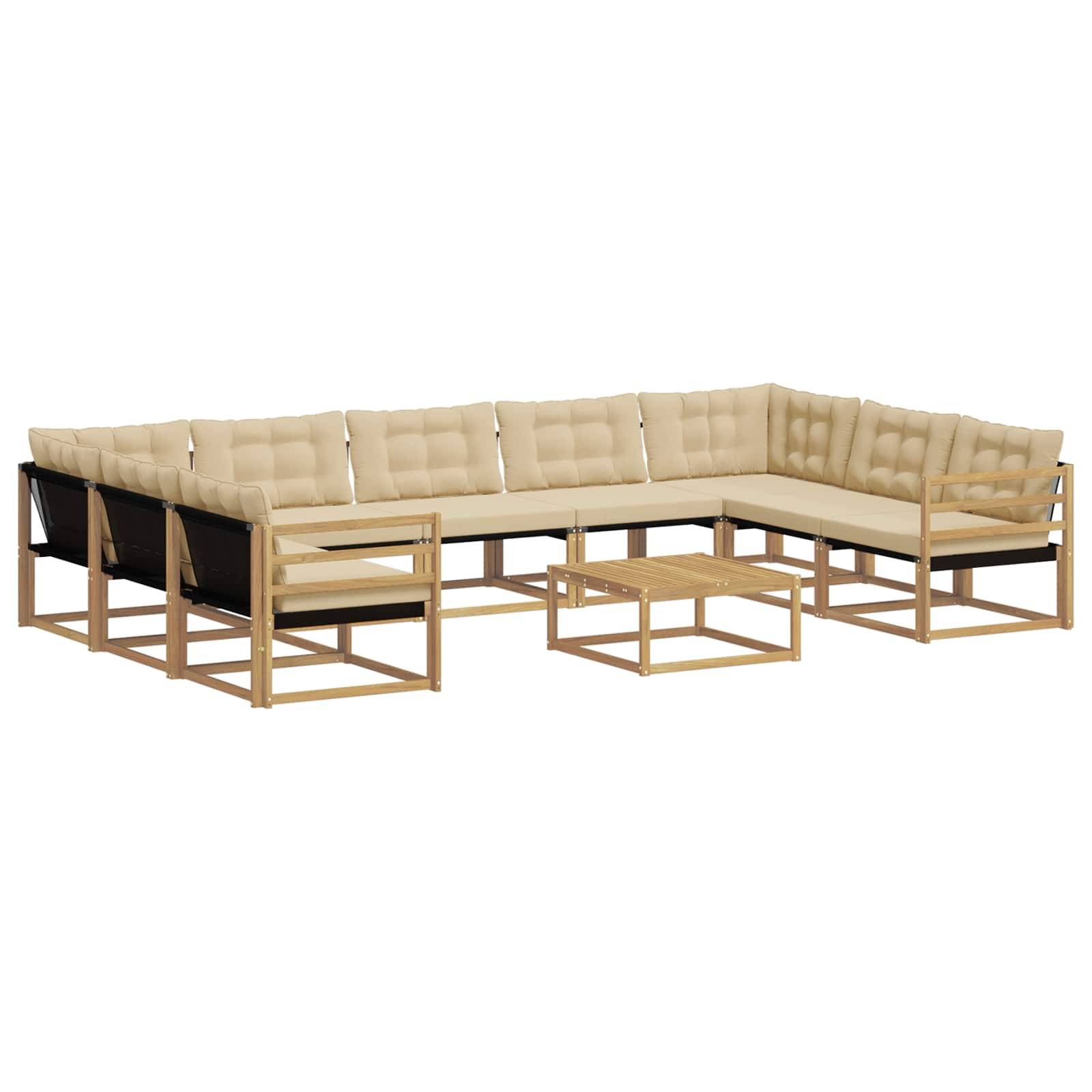 vidaXL Outdoor-Sofagarnitur mit Kissen 10 pcs Weiß und Beige