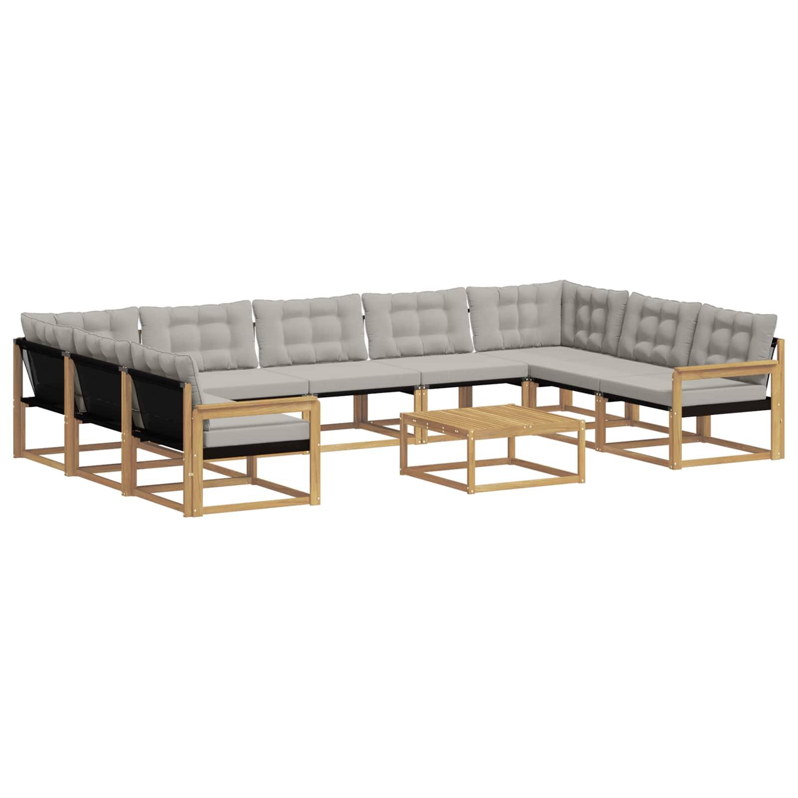 vidaXL Outdoor-Sofagarnitur mit Kissen 10 pcs Weiß und Hellgrau