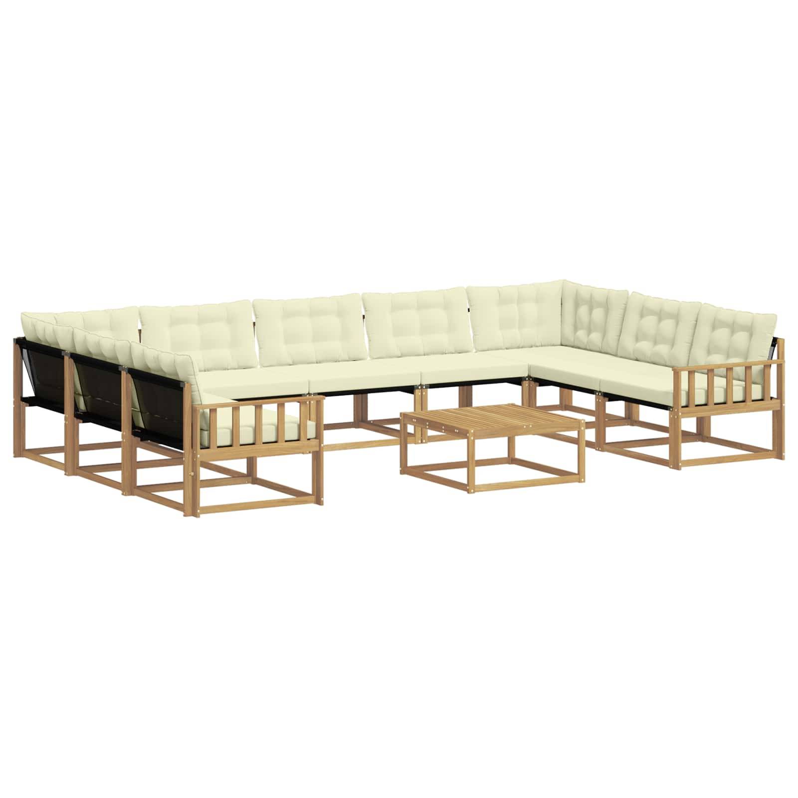 vidaXL Outdoor-Sofagarnitur mit Kissen 10 pcs Weiß und Creme