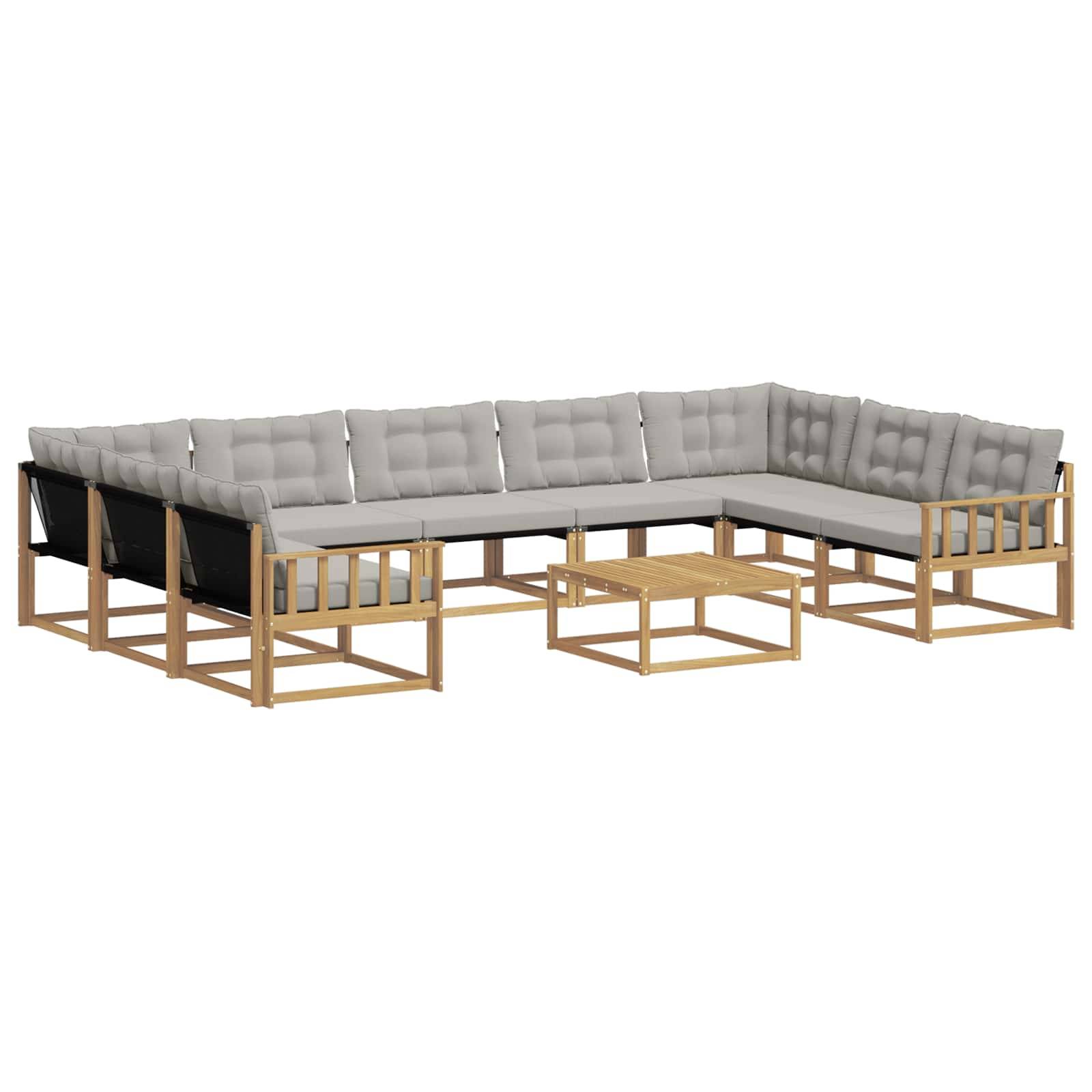 vidaXL Outdoor-Sofagarnitur mit Kissen 10 pcs Weiß und Hellgrau