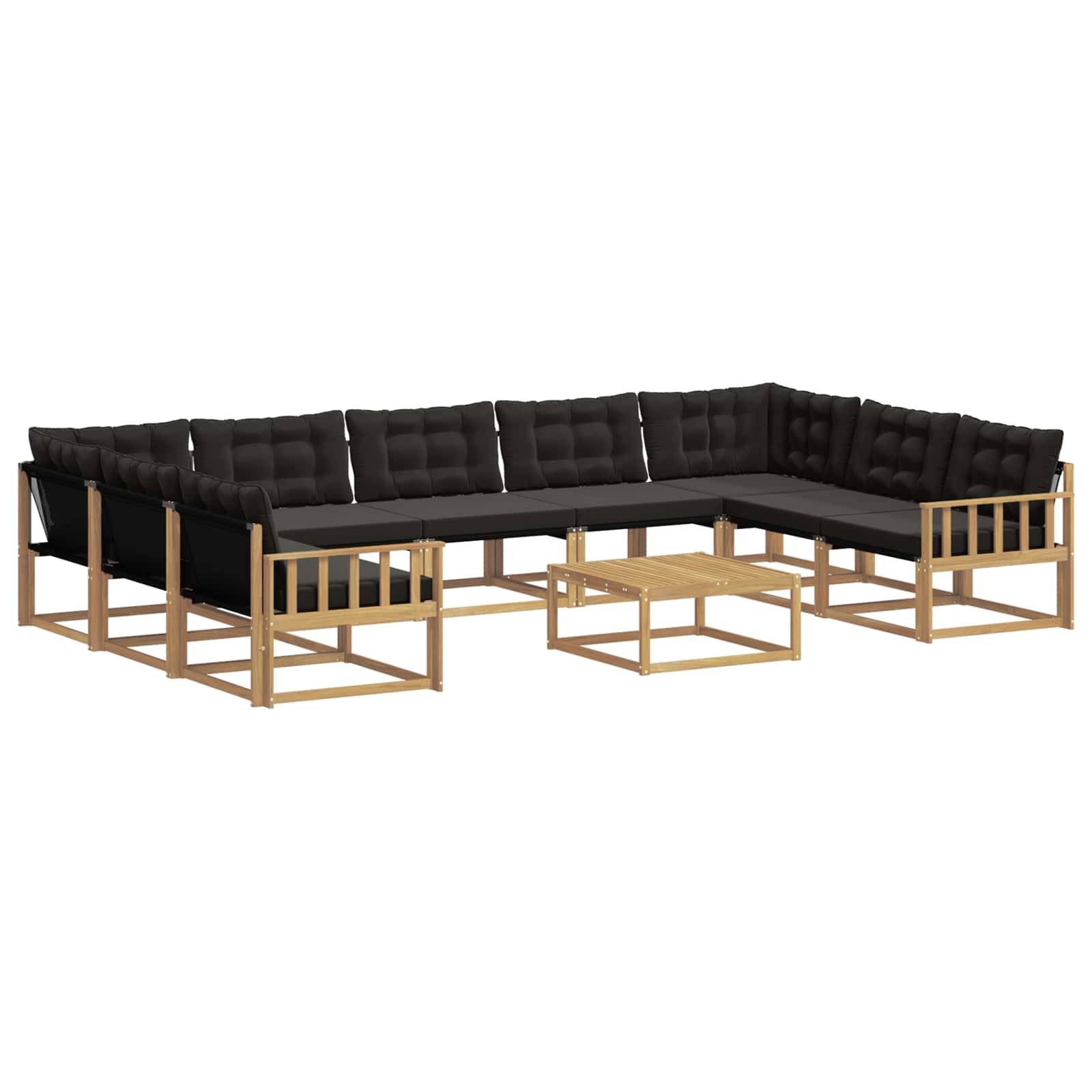 vidaXL Outdoor-Sofagarnitur mit Kissen 10 pcs Weiß und Schwarz