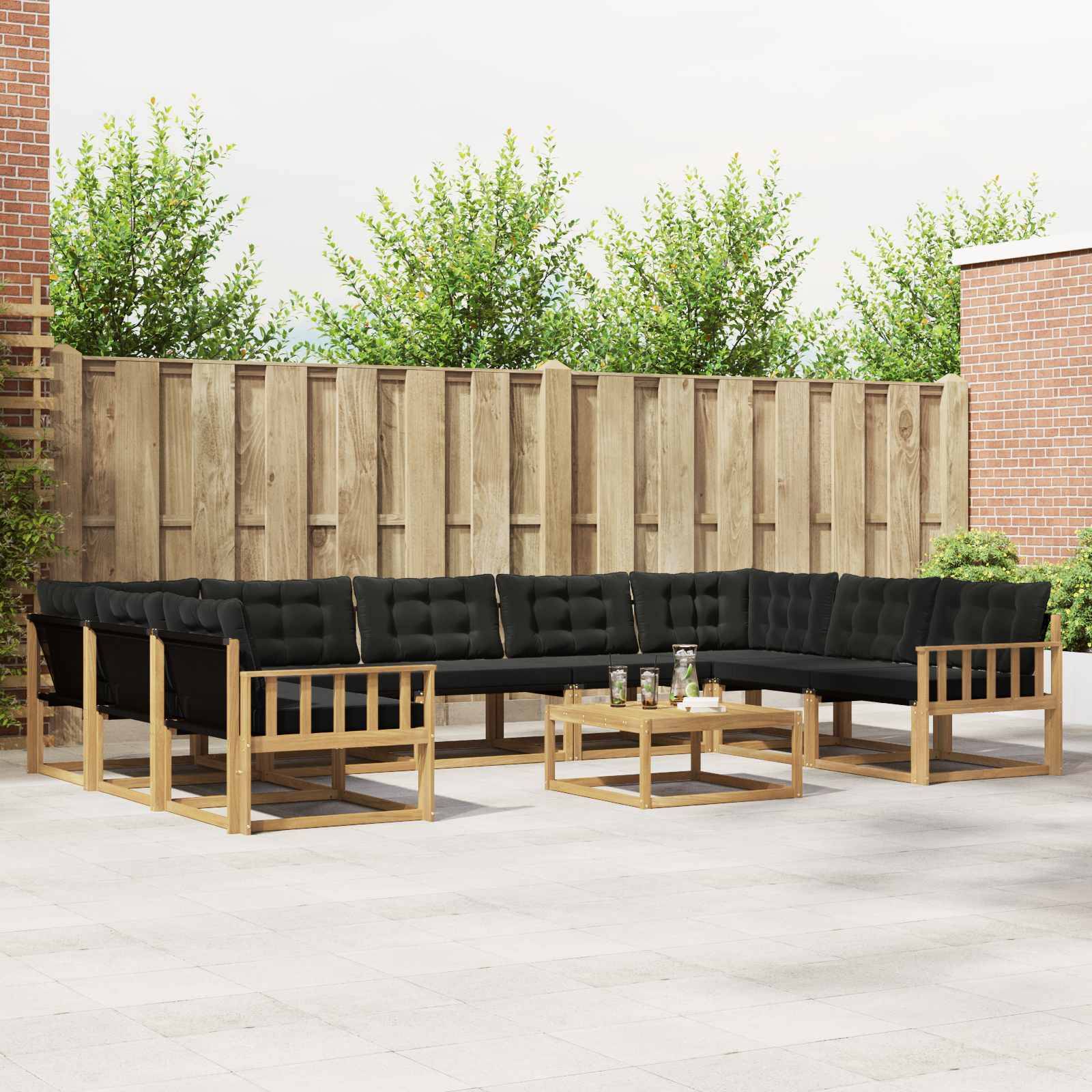 vidaXL Outdoor-Sofagarnitur mit Kissen 10 pcs Weiß und Schwarz