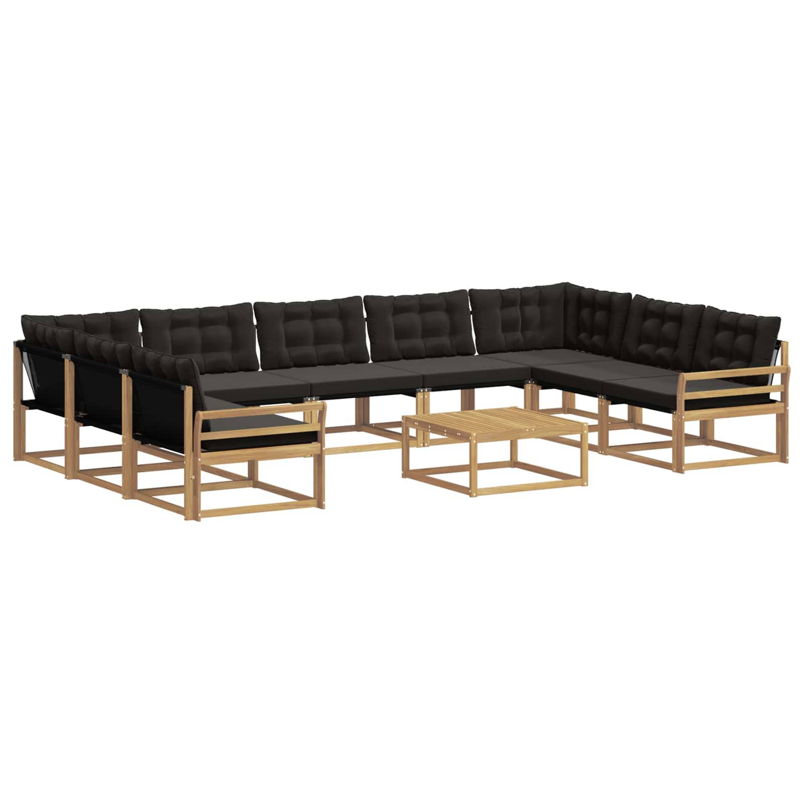 vidaXL Outdoor-Sofagarnitur mit Kissen 10 pcs Weiß und Schwarz