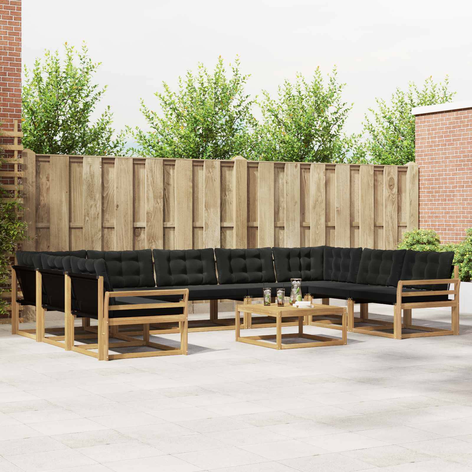 vidaXL Outdoor-Sofagarnitur mit Kissen 10 pcs Weiß und Schwarz