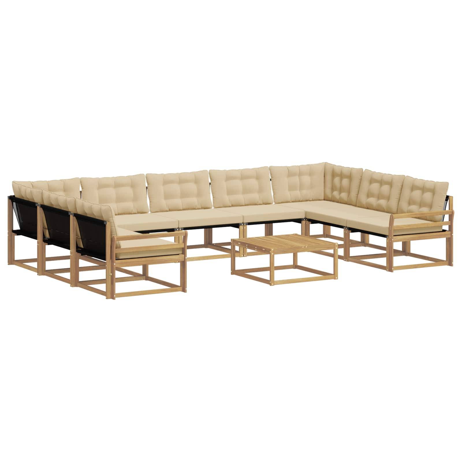 vidaXL Outdoor-Sofagarnitur mit Kissen 10 pcs Weiß und Beige