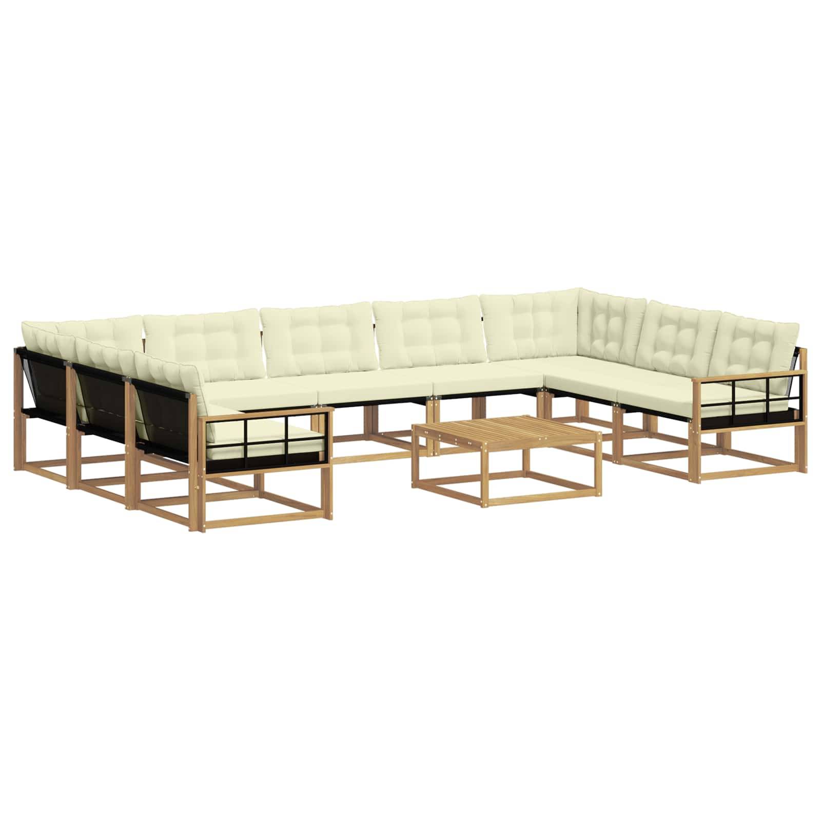 vidaXL Outdoor-Sofagarnitur mit Kissen 10 pcs Weiß und Creme