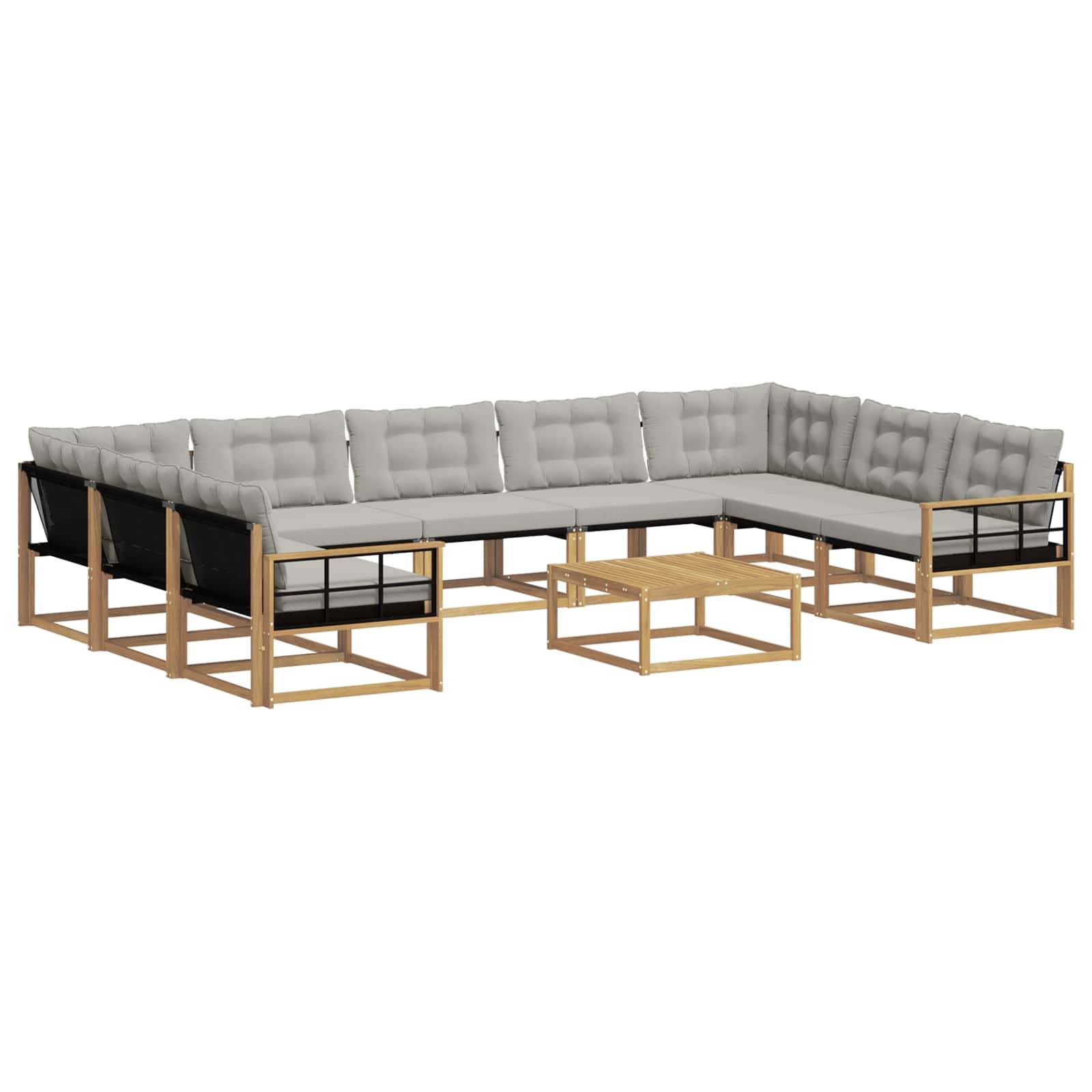 vidaXL Outdoor-Sofagarnitur mit Kissen 10 pcs Weiß und Hellgrau