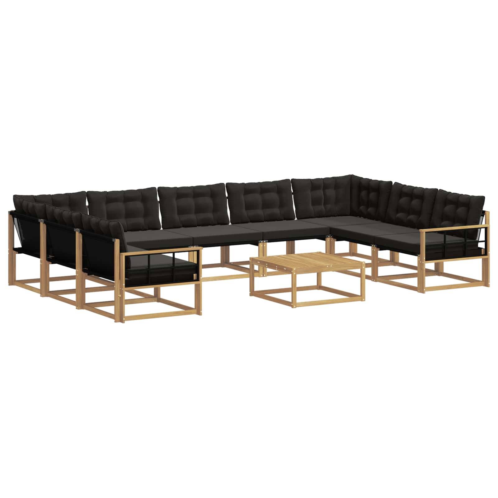 vidaXL Outdoor-Sofagarnitur mit Kissen 10 pcs Weiß und Schwarz