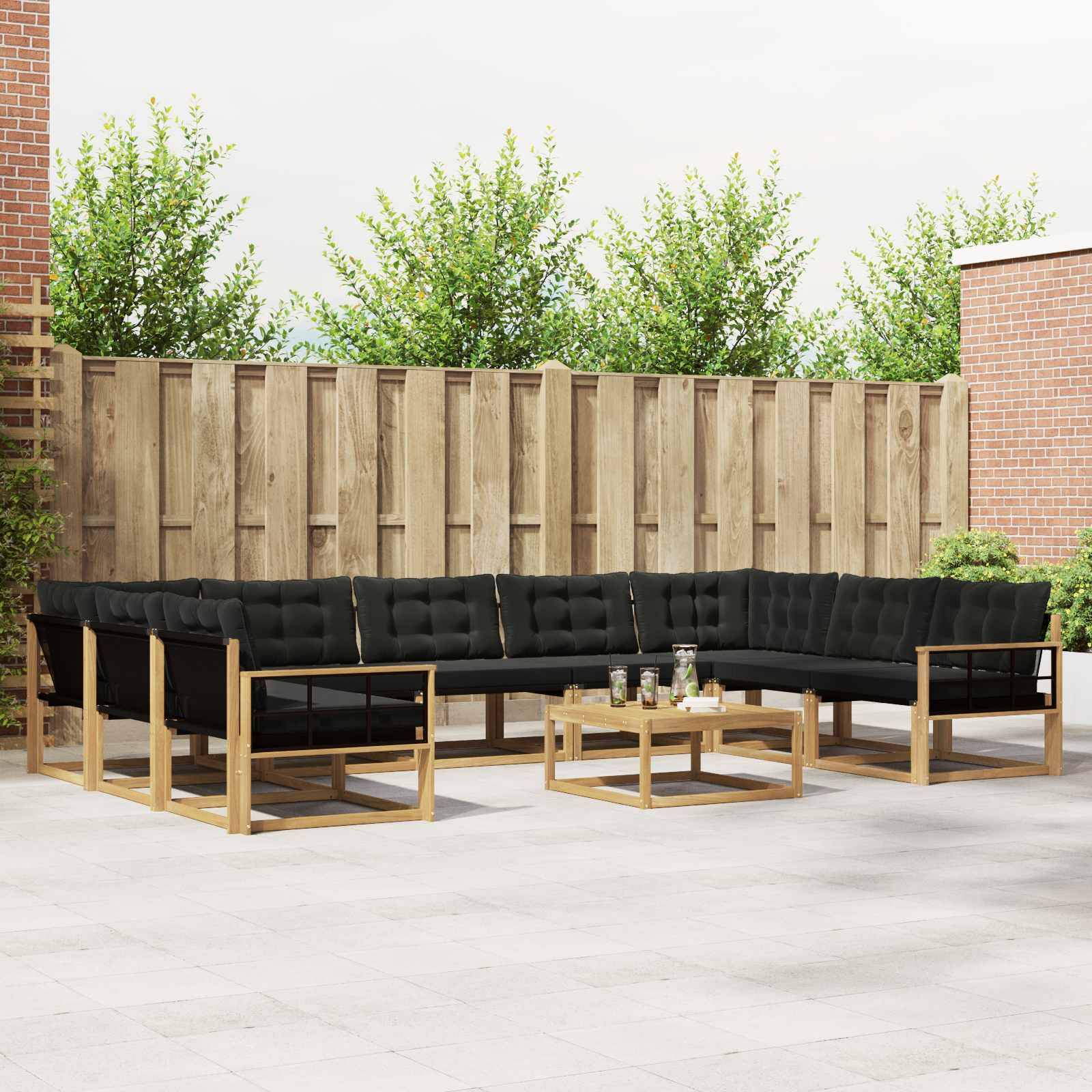 vidaXL Outdoor-Sofagarnitur mit Kissen 10 pcs Weiß und Schwarz