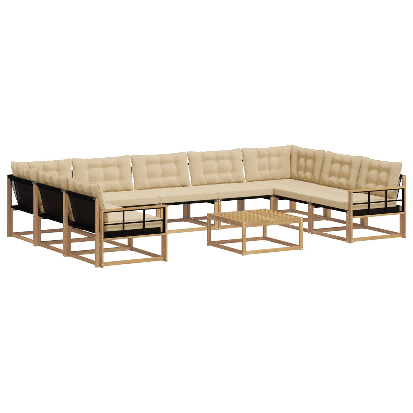 vidaXL Outdoor-Sofagarnitur mit Kissen 10 pcs Weiß und Beige