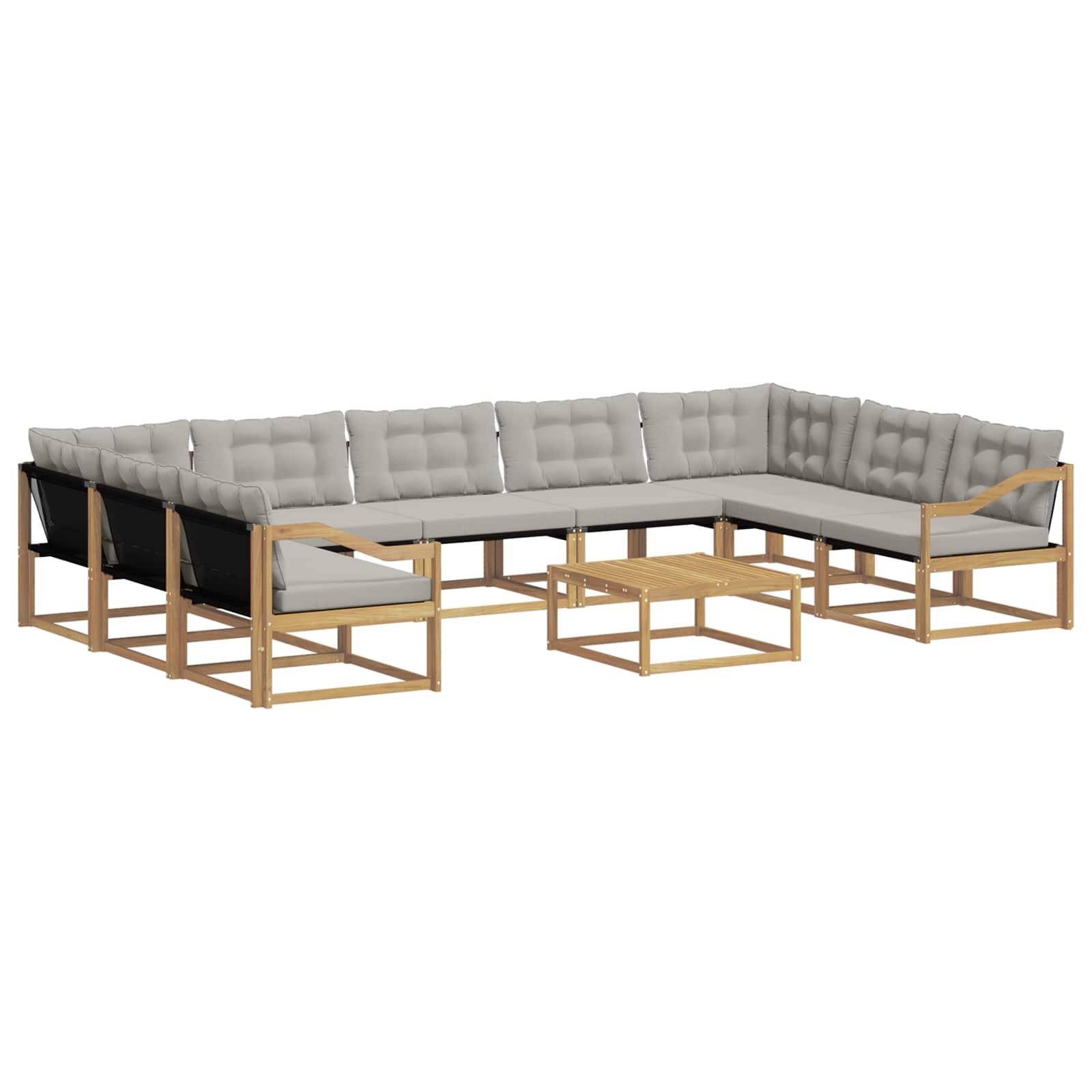 vidaXL Outdoor-Sofagarnitur mit Kissen 10 pcs Weiß und Hellgrau