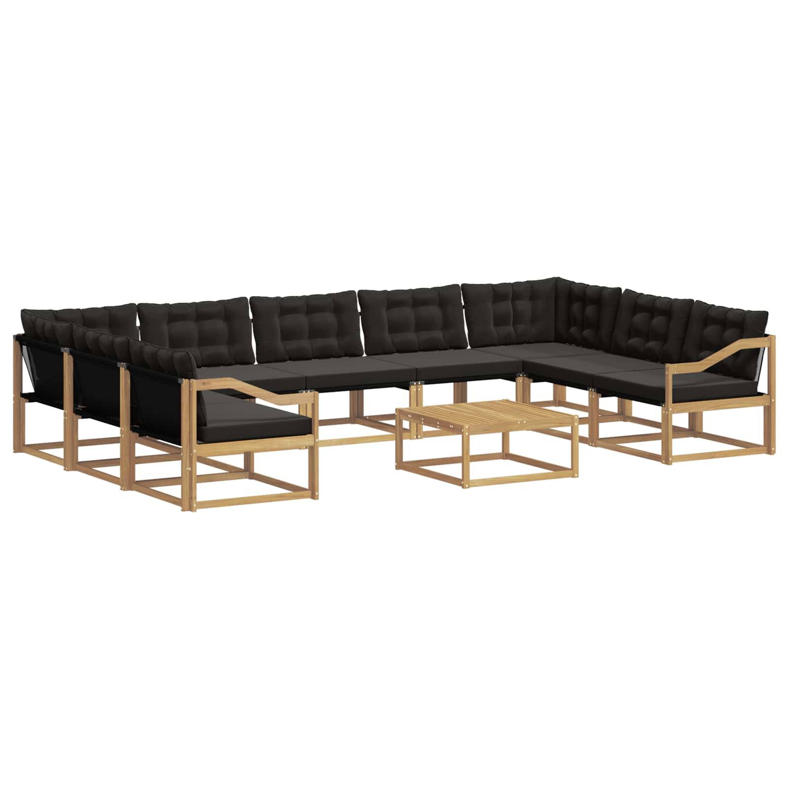 vidaXL Outdoor-Sofagarnitur mit Kissen 10 pcs Weiß und Schwarz