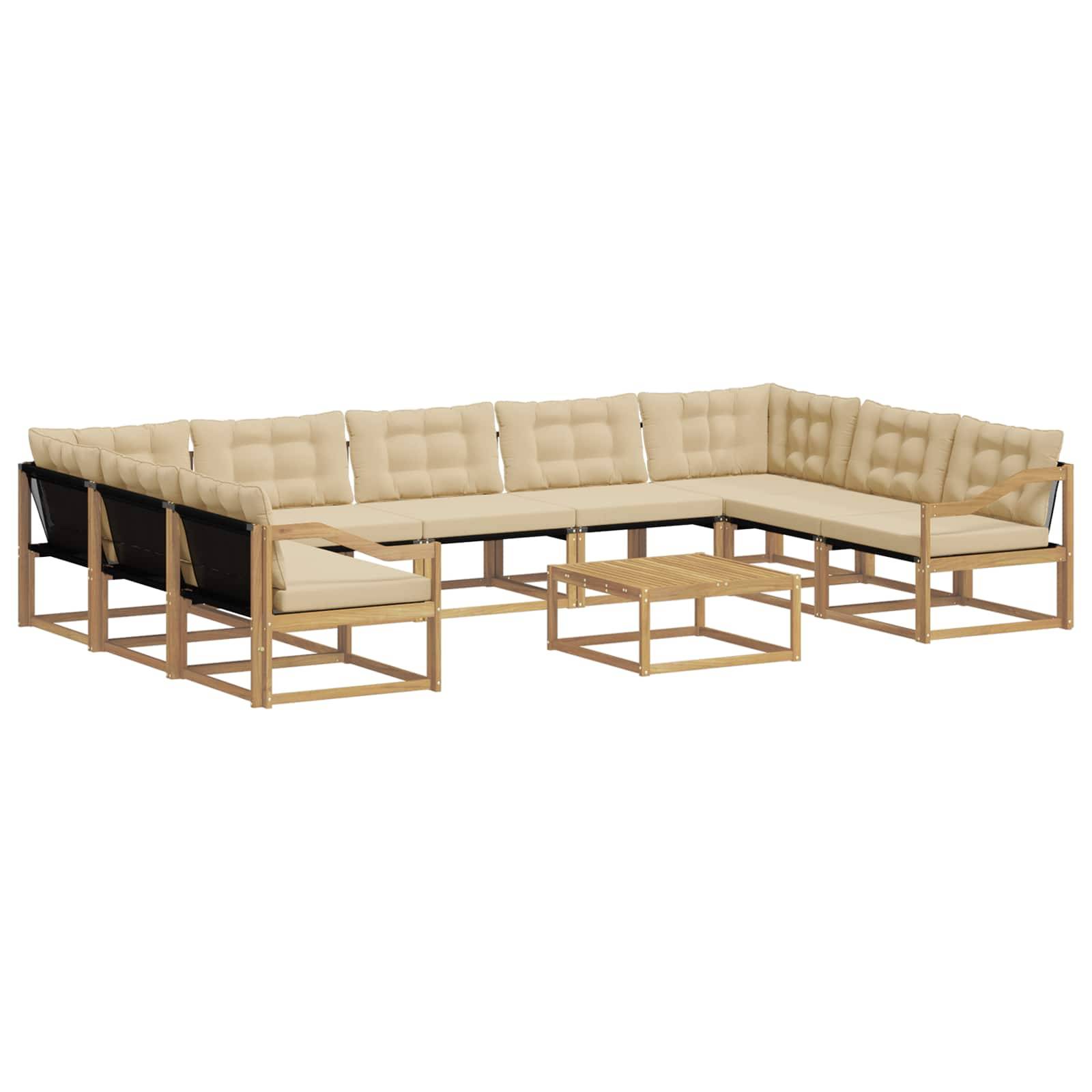 vidaXL Outdoor-Sofagarnitur mit Kissen 10 pcs Weiß und Beige