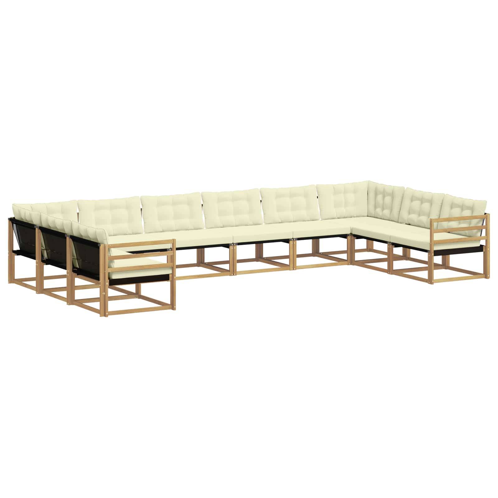vidaXL Outdoor-Sofagarnitur mit Kissen 10 pcs Weiß und Creme