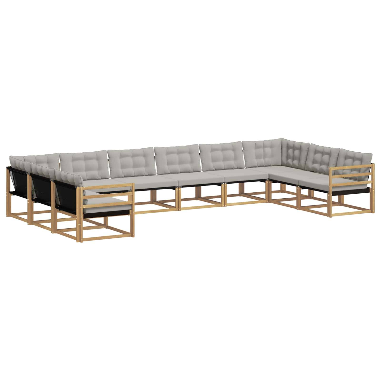 vidaXL Outdoor-Sofagarnitur mit Kissen 10 pcs Weiß und Hellgrau
