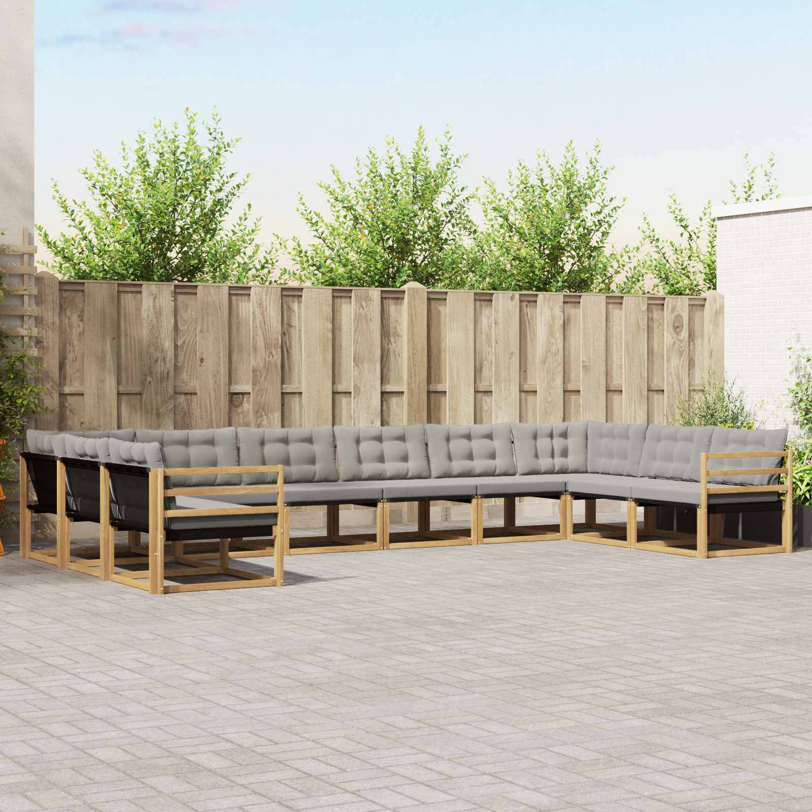 vidaXL Outdoor-Sofagarnitur mit Kissen 10 pcs Weiß und Hellgrau