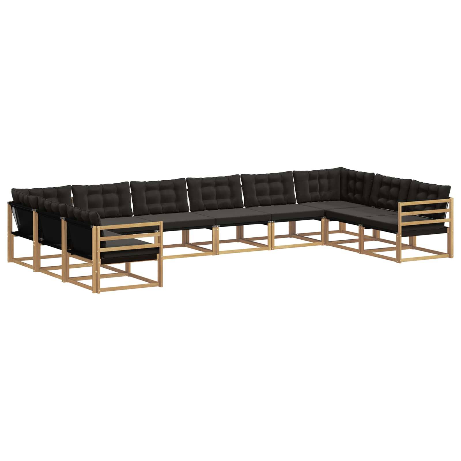 vidaXL Outdoor-Sofagarnitur mit Kissen 10 pcs Weiß und Schwarz