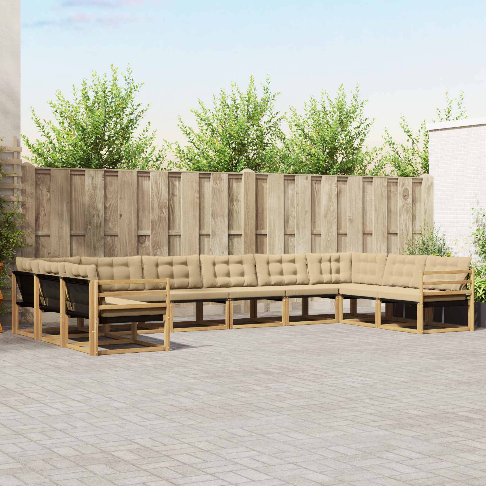 vidaXL Outdoor-Sofagarnitur mit Kissen 10 pcs Weiß und Beige
