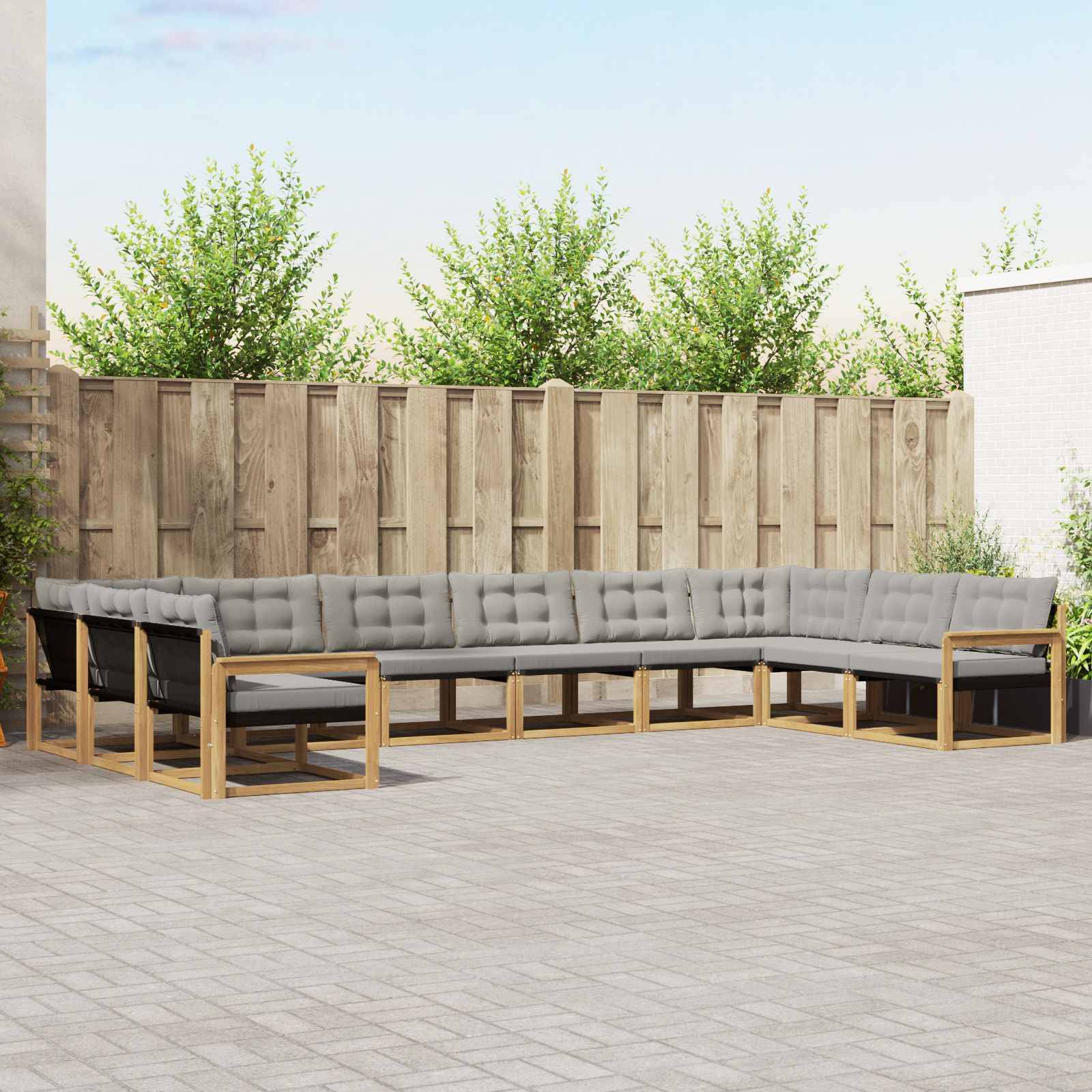 vidaXL Outdoor-Sofagarnitur mit Kissen 10 pcs Weiß und Hellgrau